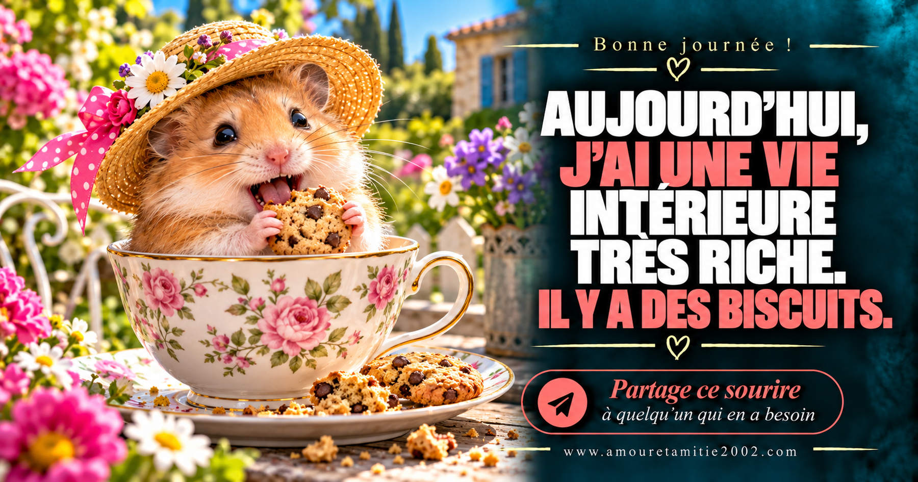 Aujourd’hui, j’ai une vie intérieure très riche. Il y a des biscuits.