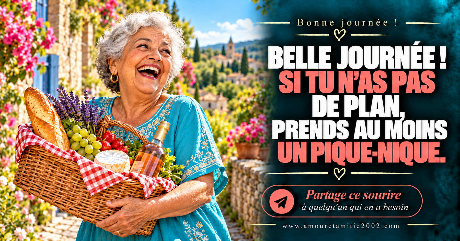 Belle journée ! Si tu n’as pas de plan, prends au moins un pique-nique.