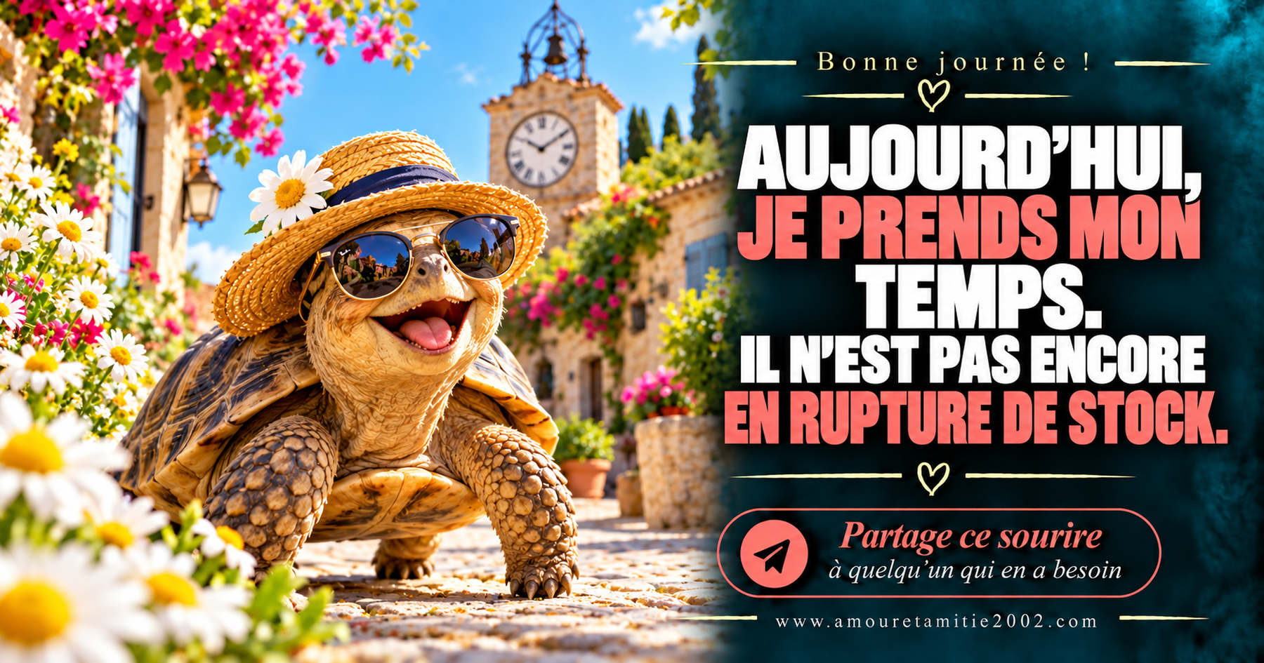 Aujourd’hui, je prends mon temps. Il n’est pas encore en rupture de stock.
