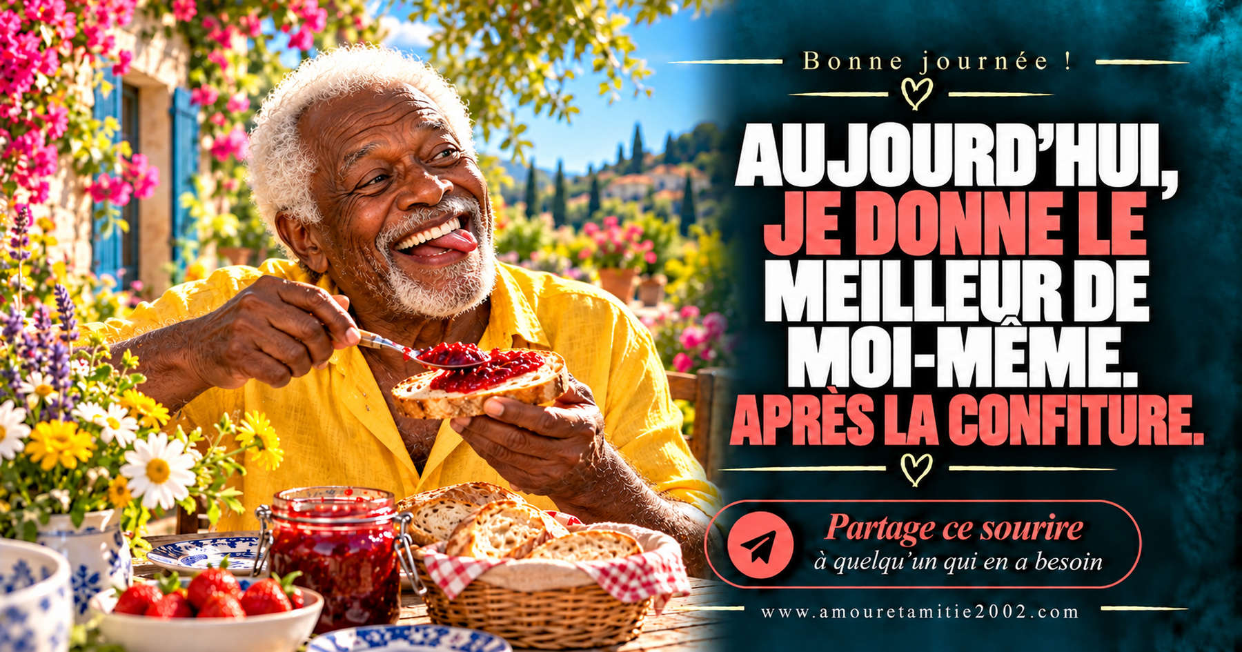 Aujourd’hui, je donne le meilleur de moi-même. Après la confiture.