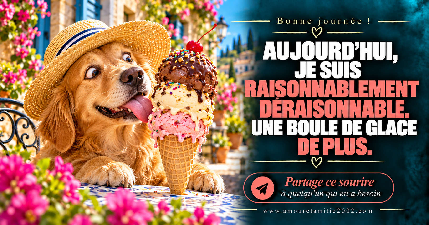 Aujourd’hui, je suis raisonnablement déraisonnable. Une boule de glace de plus.