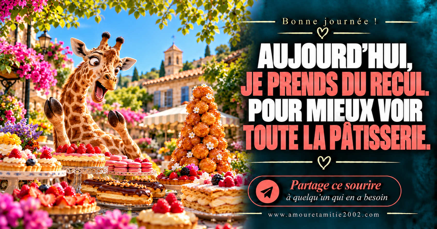 Aujourd’hui, je prends du recul. Pour mieux voir toute la pâtisserie.
