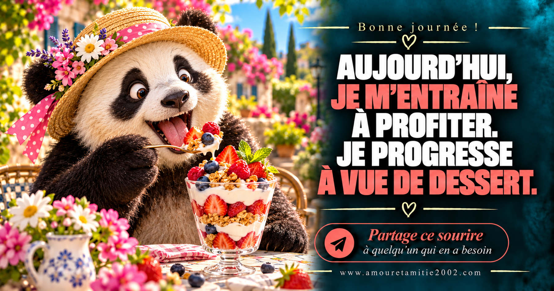 Aujourd’hui, je m’entraîne à profiter. Je progresse à vue de dessert.