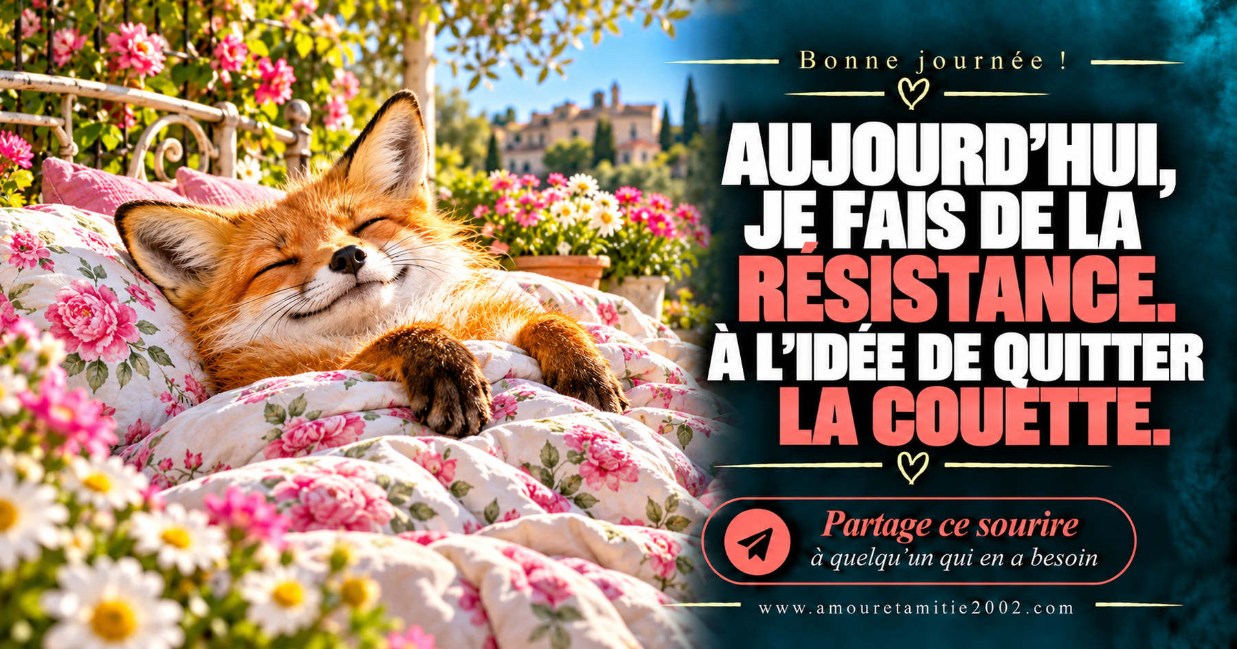 Aujourd’hui, je fais de la résistance. À l’idée de quitter la couette.