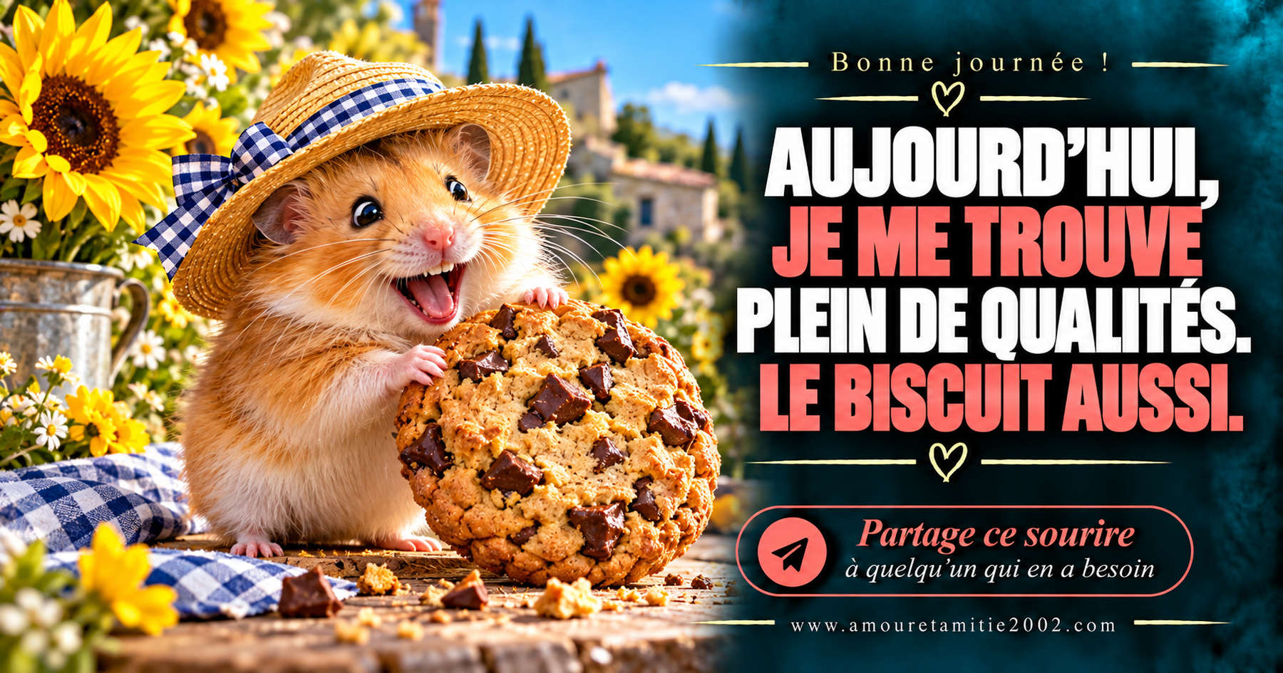 Aujourd’hui, je me trouve plein de qualités. Le biscuit aussi.