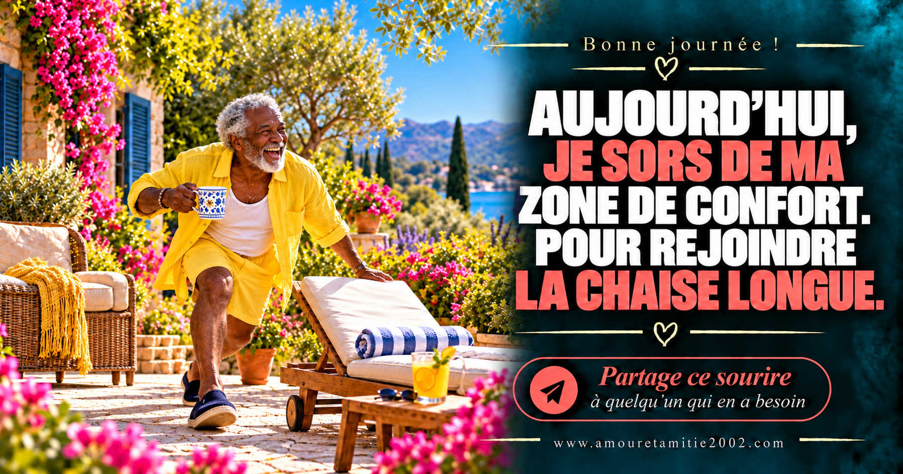 Aujourd’hui, je sors de ma zone de confort. Pour rejoindre la chaise longue.