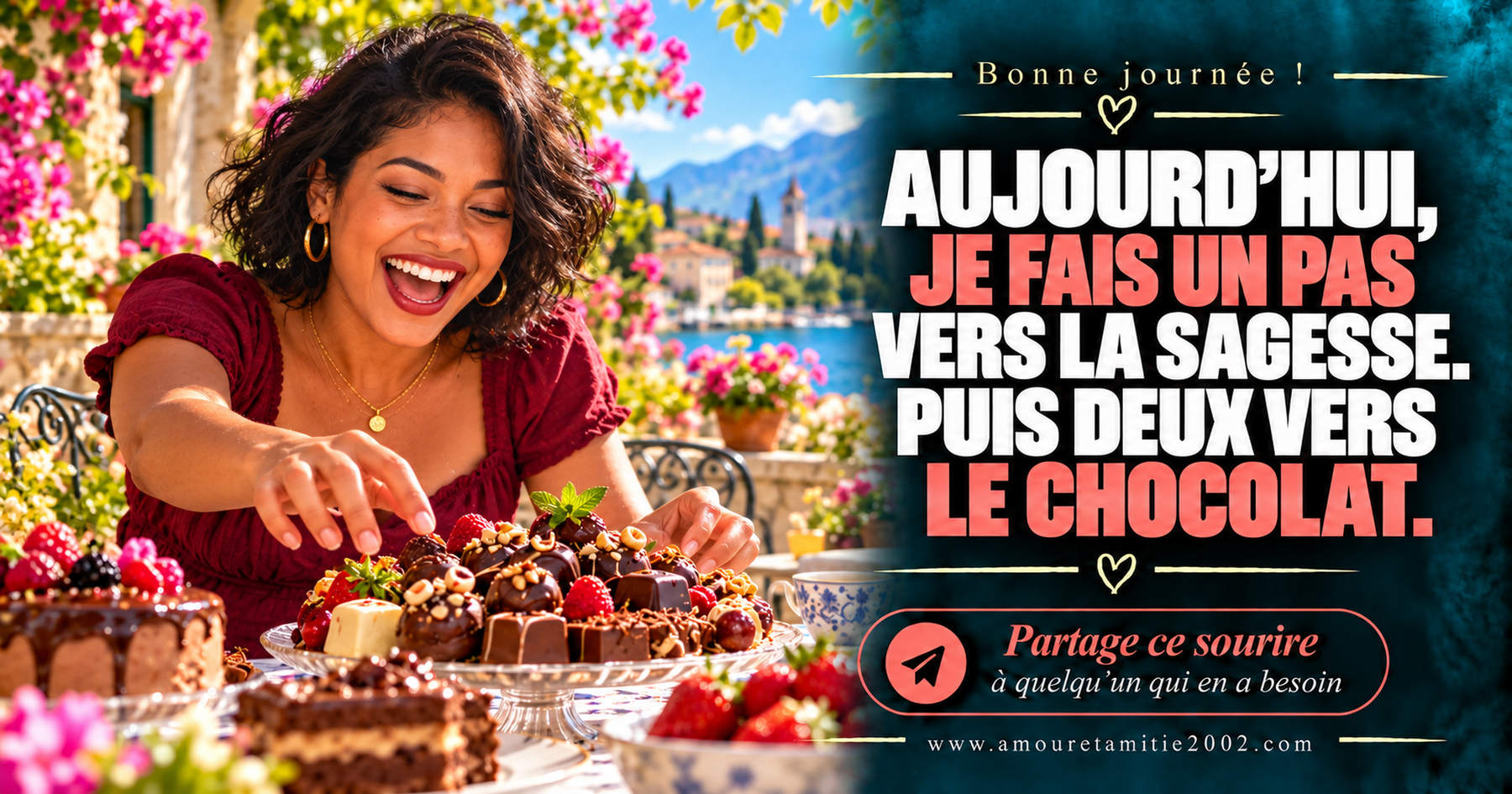 Aujourd’hui, je fais un pas vers la sagesse. Puis deux vers le chocolat.