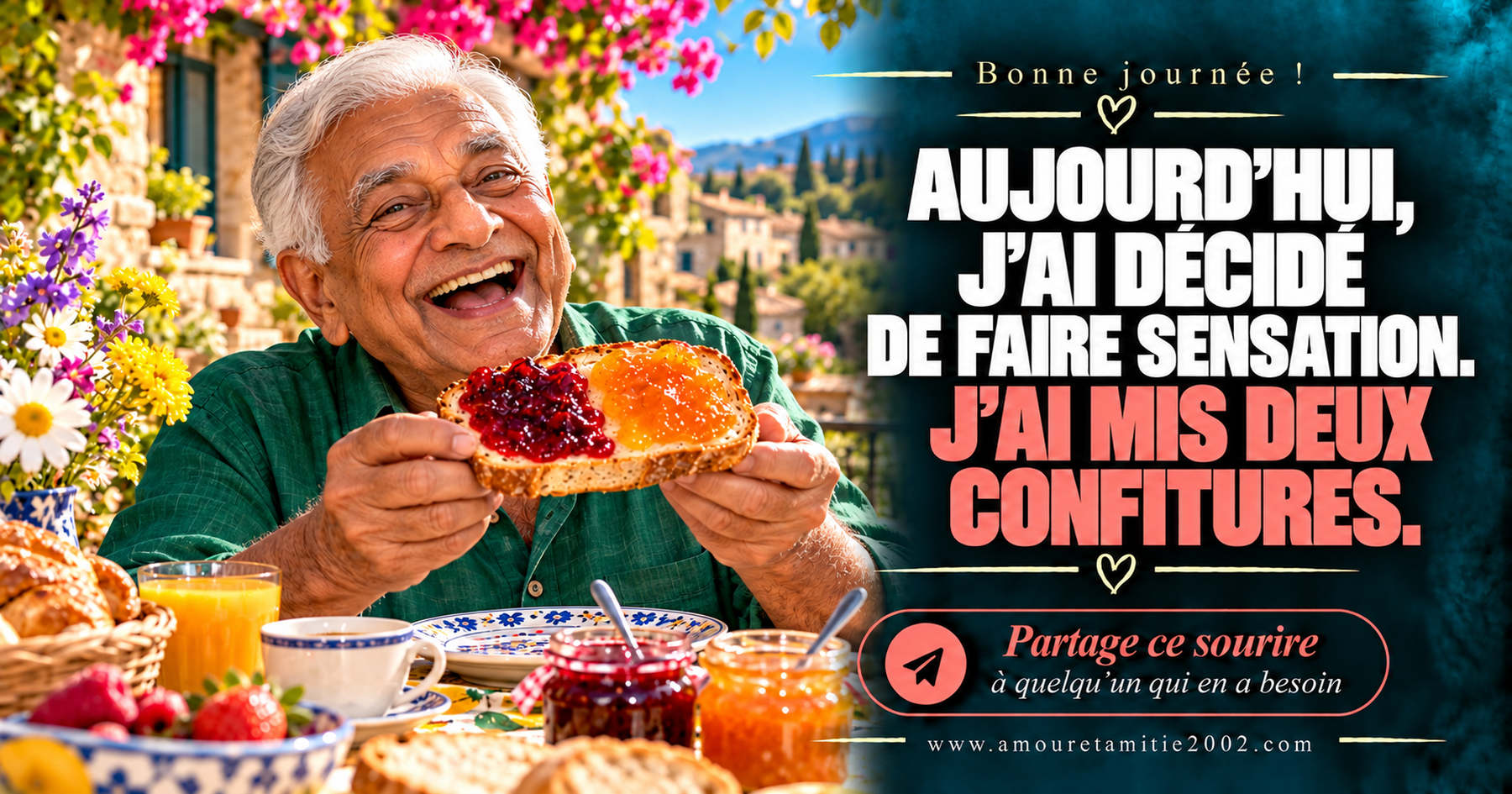 Aujourd’hui, j’ai décidé de faire sensation. J’ai mis deux confitures.