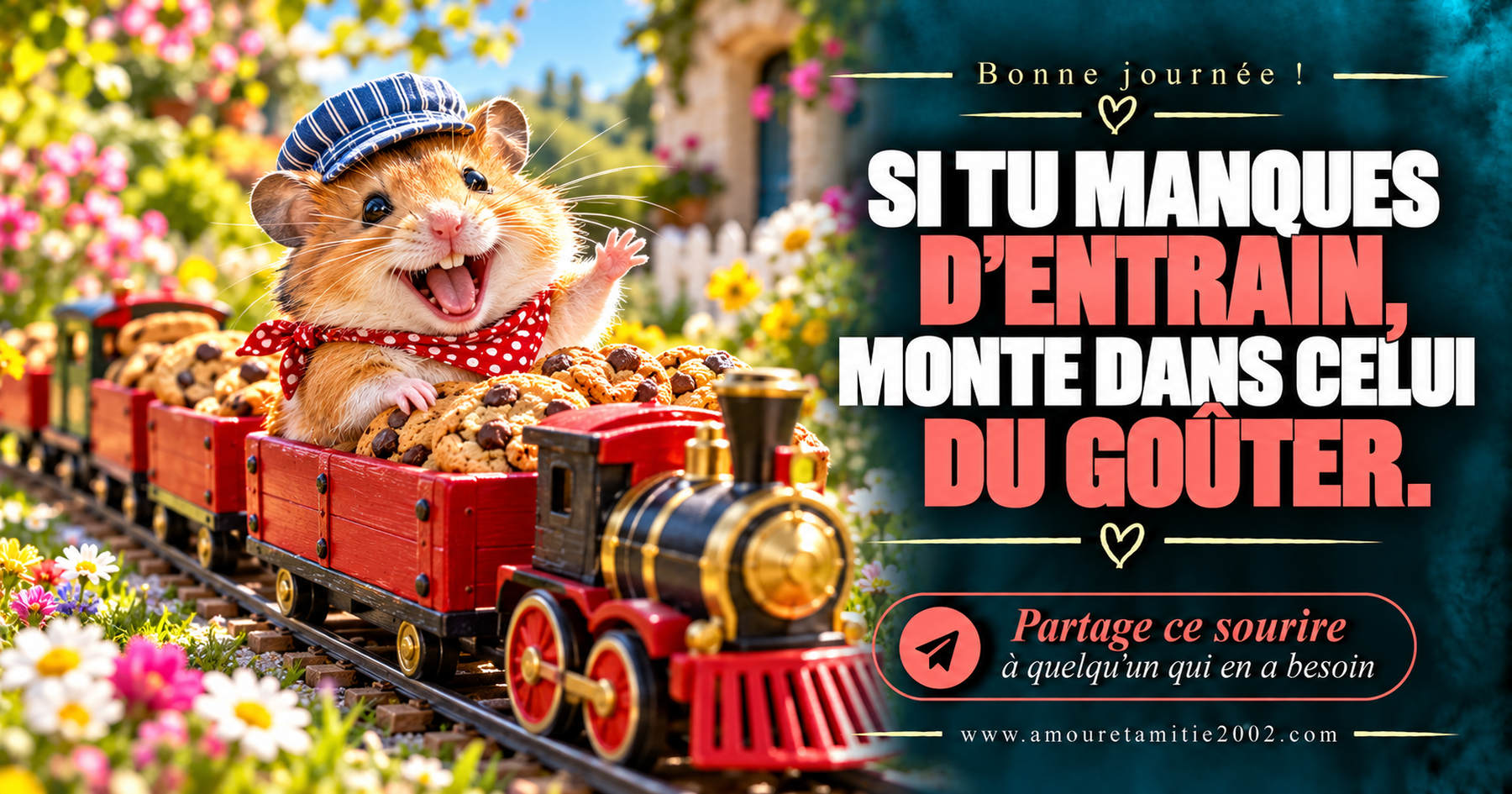 Bonne journée ! Si tu manques d’entrain, monte dans celui du goûter.
