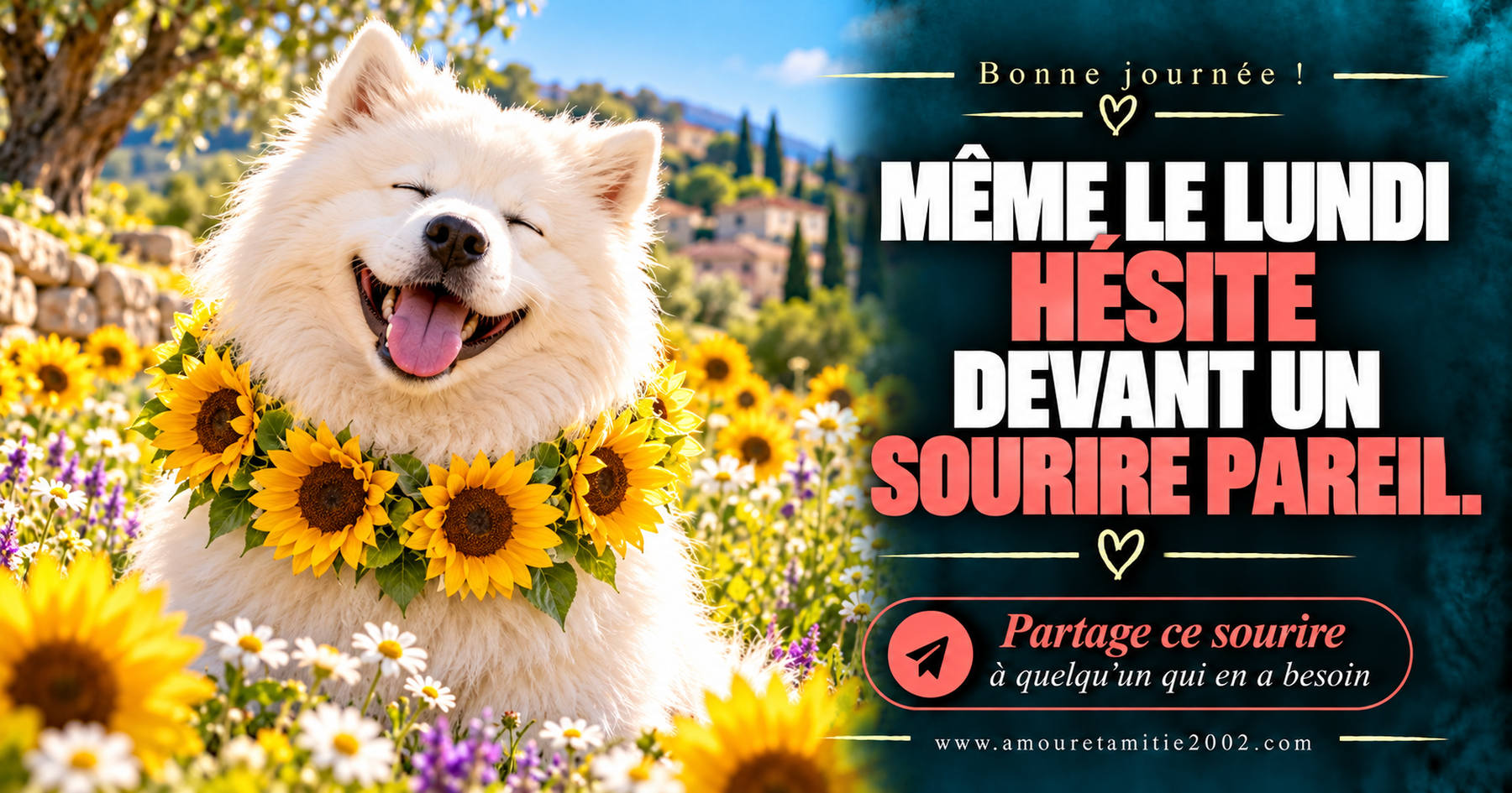Bonne journée ! Même le lundi hésite devant un sourire pareil.