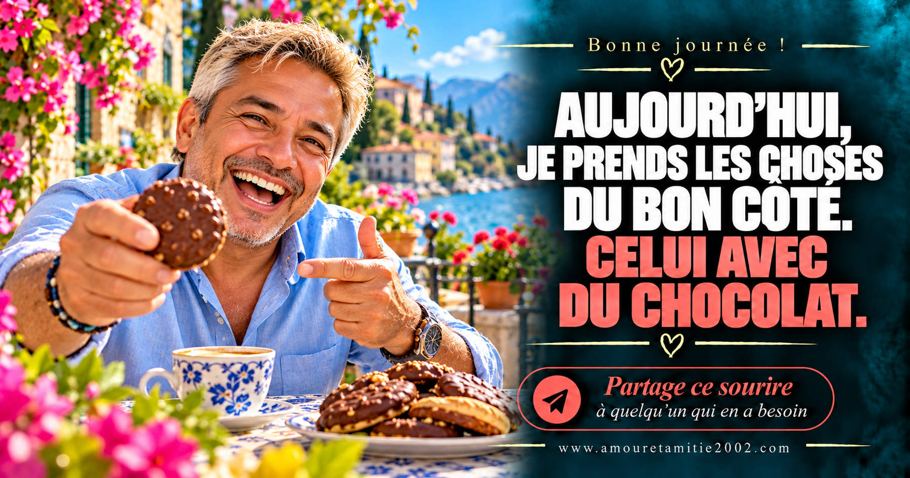 Aujourd’hui, je prends les choses du bon côté. Celui avec du chocolat.