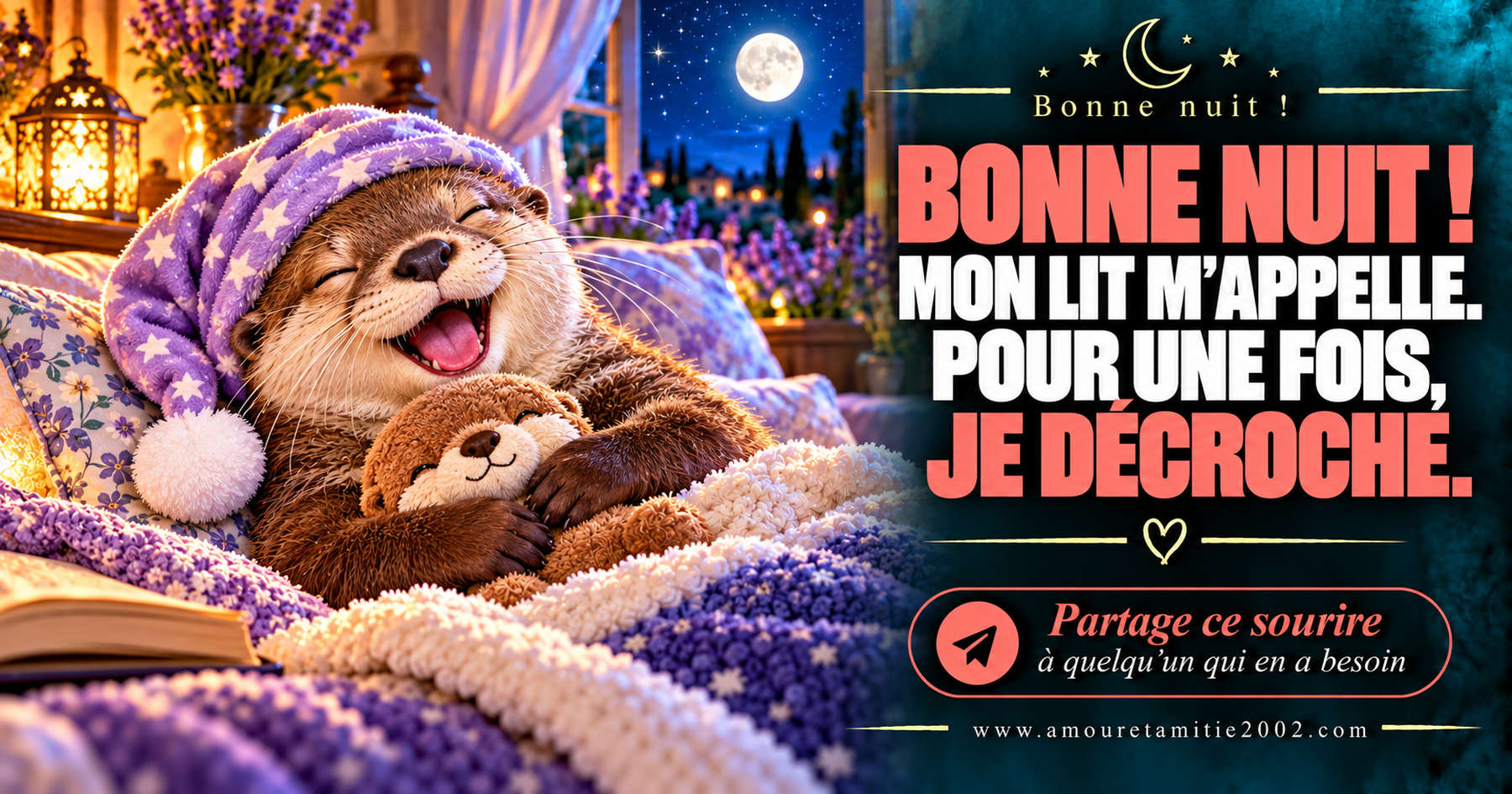 Bonne nuit ! Mon lit m’appelle. Pour une fois, je décroche.