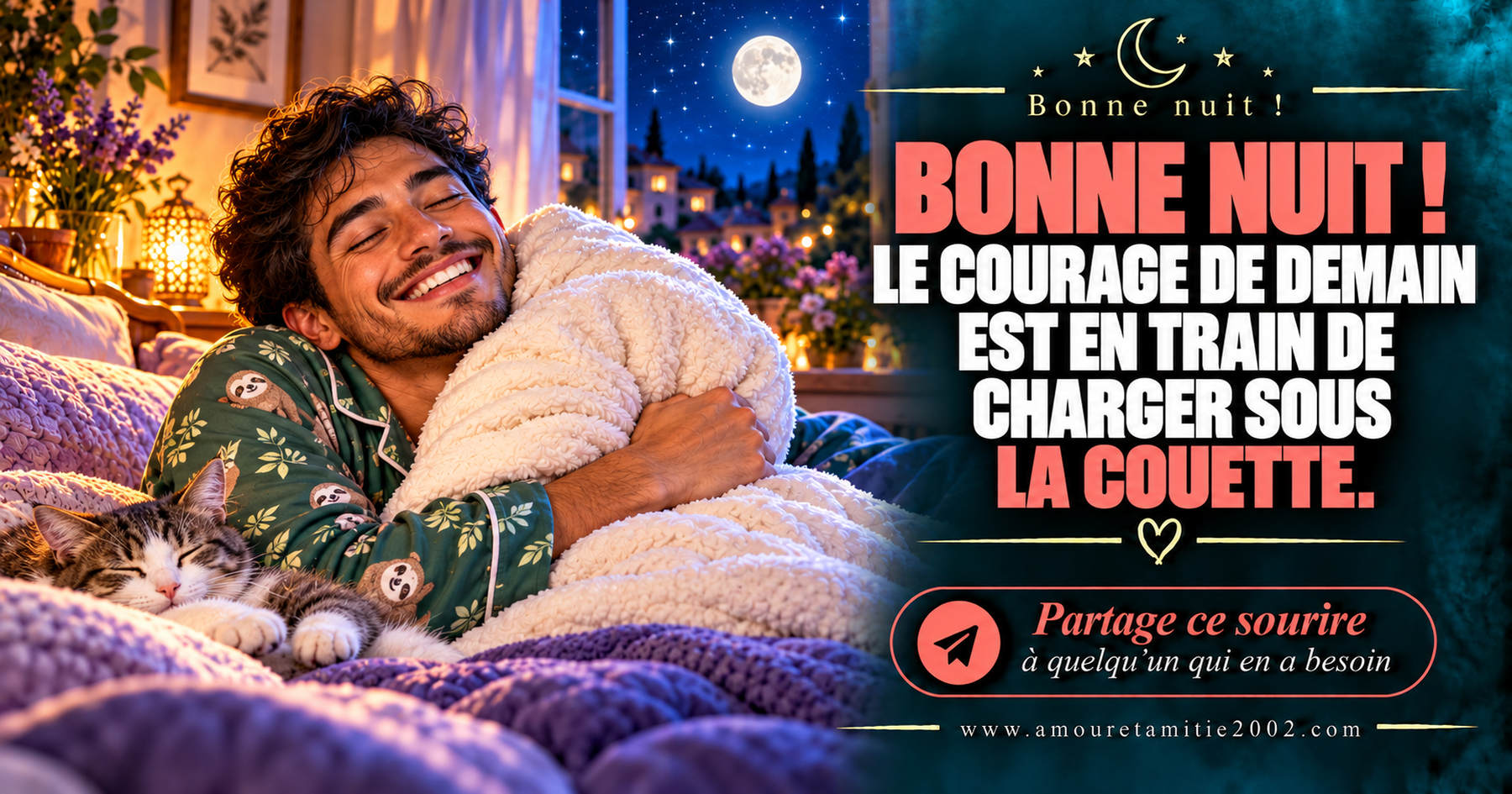 Bonne nuit ! Le courage de demain est en train de charger sous la couette.