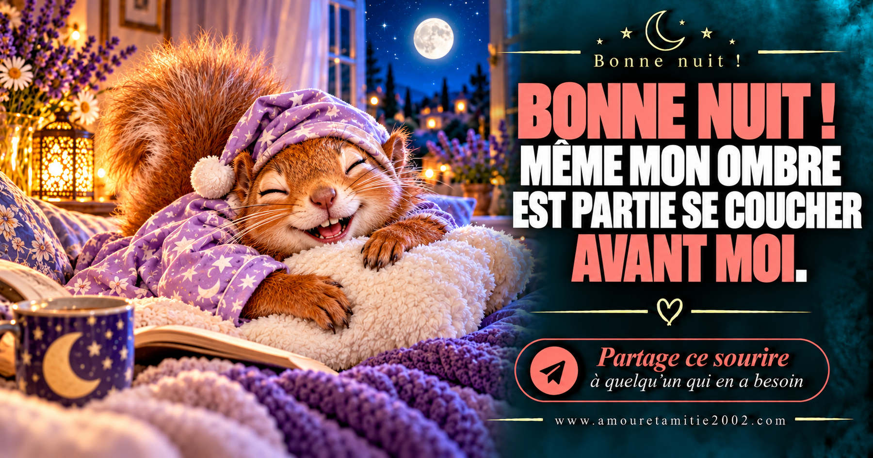 Bonne nuit ! Même mon ombre est partie se coucher avant moi.