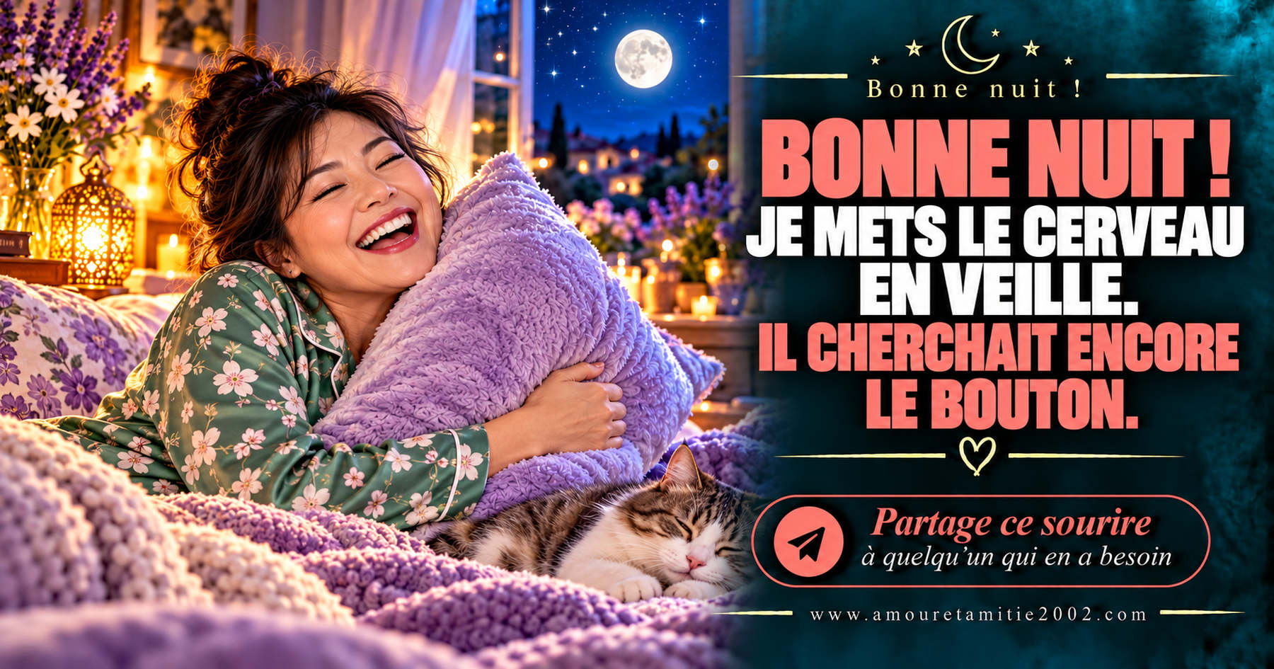 Bonne nuit ! Je mets le cerveau en veille. Il cherchait encore le bouton.
