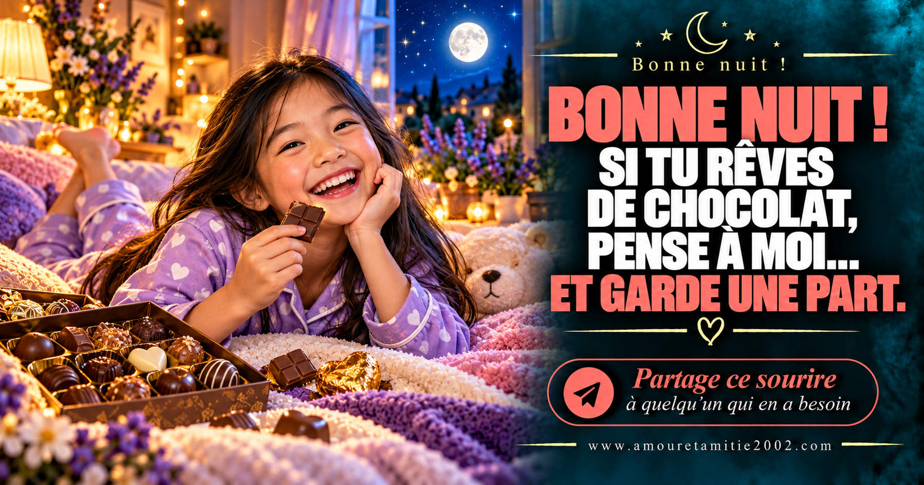Bonne nuit ! Si tu rêves de chocolat, pense à moi… et garde une part.