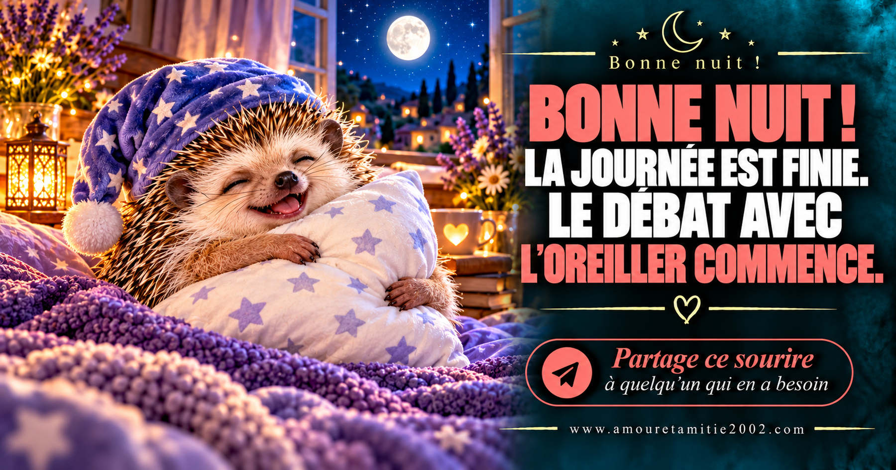 Bonne nuit ! La journée est finie. Le débat avec l’oreiller commence.
