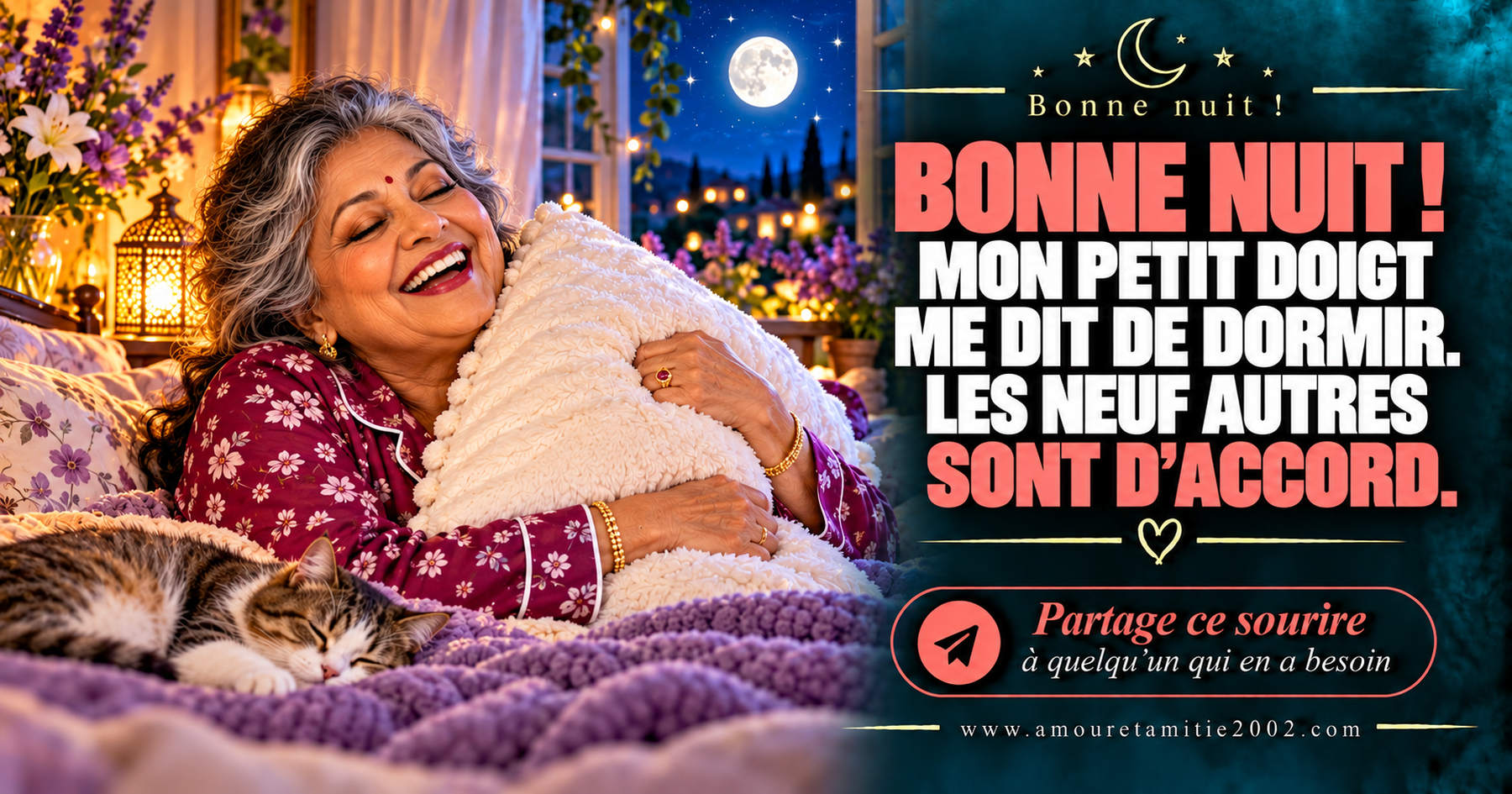 Bonne nuit ! Mon petit doigt me dit de dormir. Les neuf autres sont d’accord.