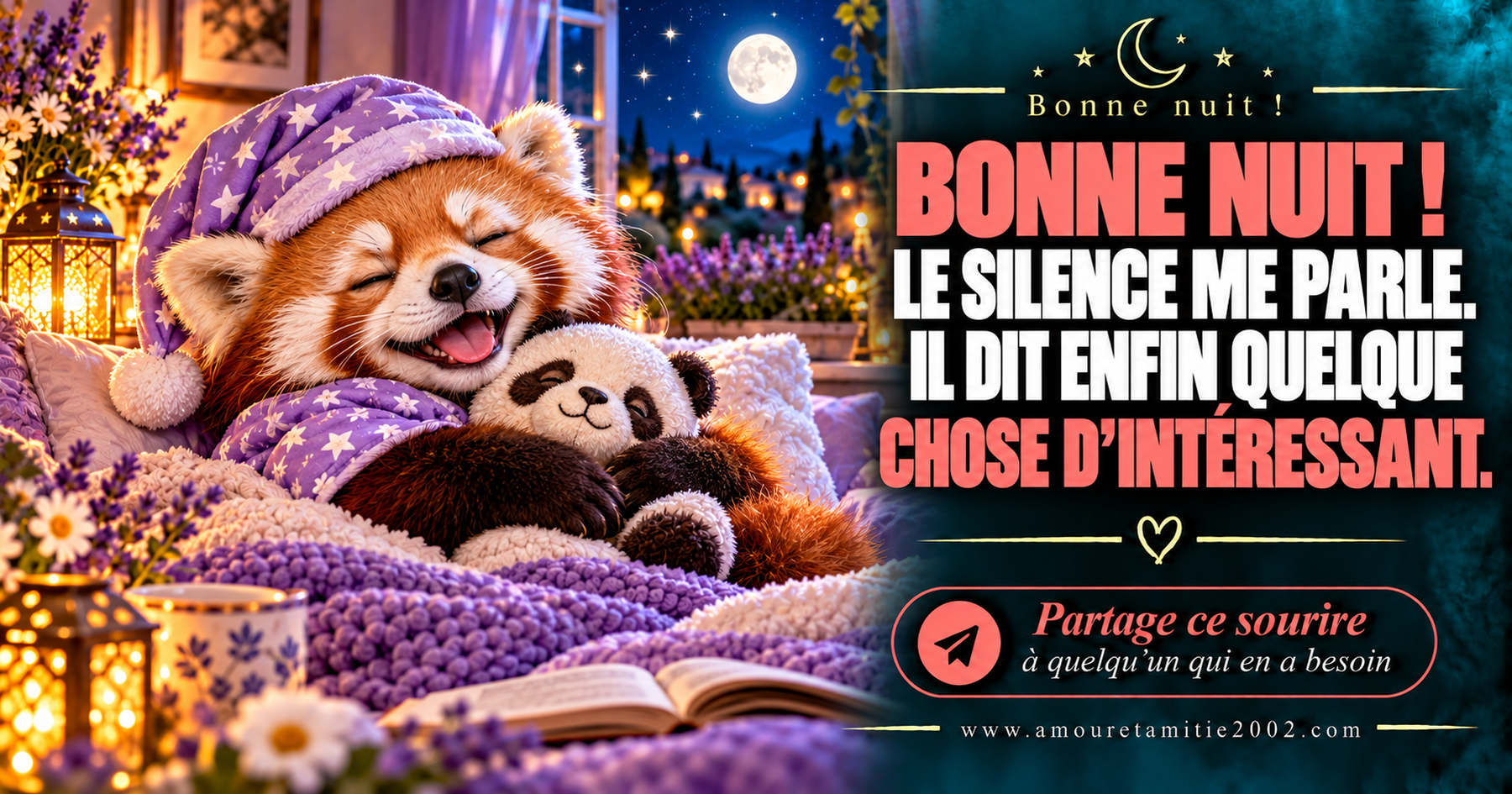 Bonne nuit ! Le silence me parle. Il dit enfin quelque chose d’intéressant.