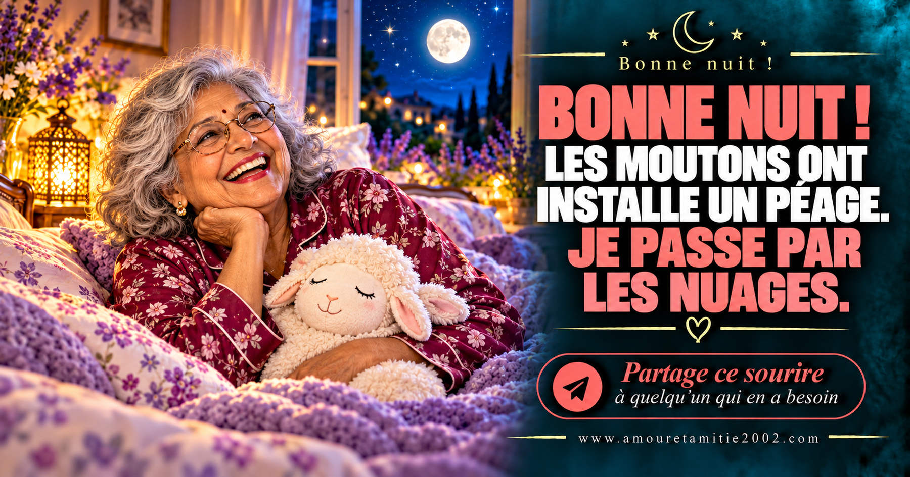 Bonne nuit ! Les moutons ont installé un péage. Je passe par les nuages.