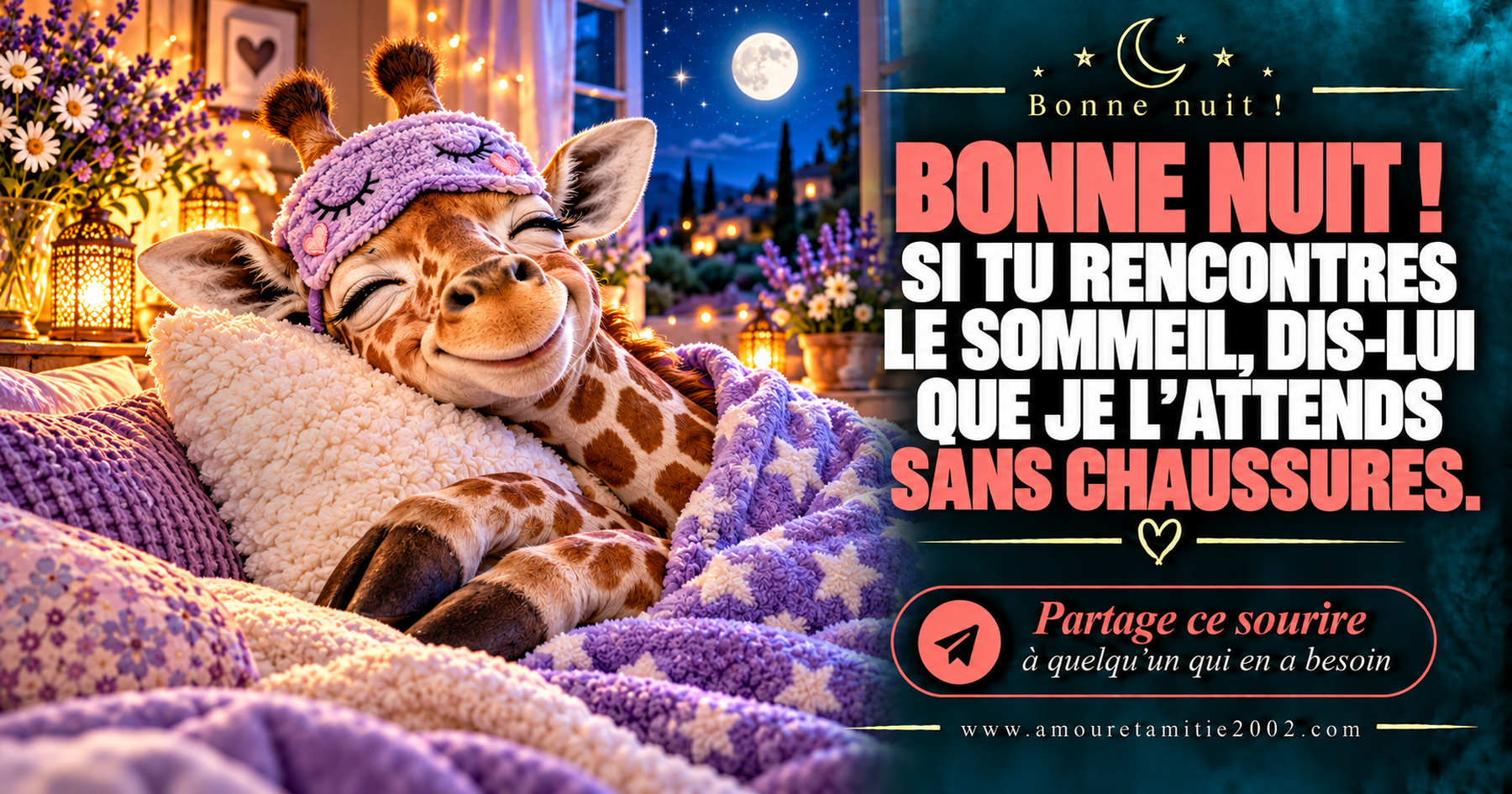 Bonne nuit ! Si tu rencontres le sommeil, dis-lui que je l’attends sans chaussures.