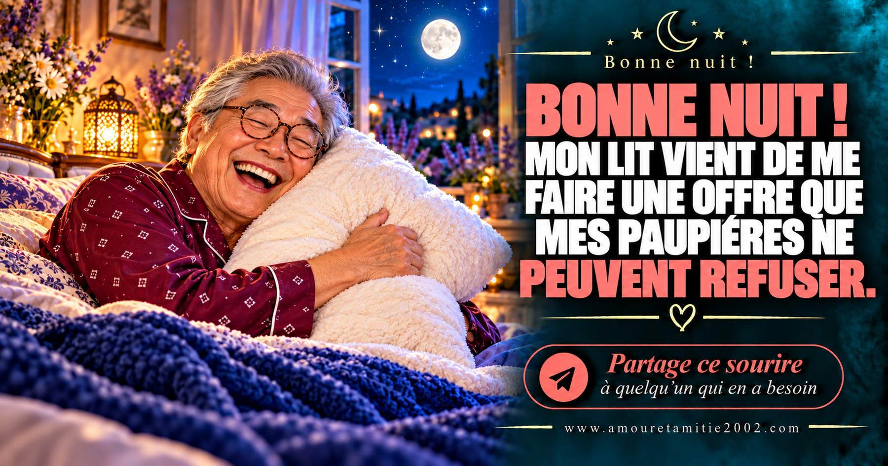 Bonne nuit ! Mon lit vient de me faire une offre que mes paupières ne peuvent refuser.