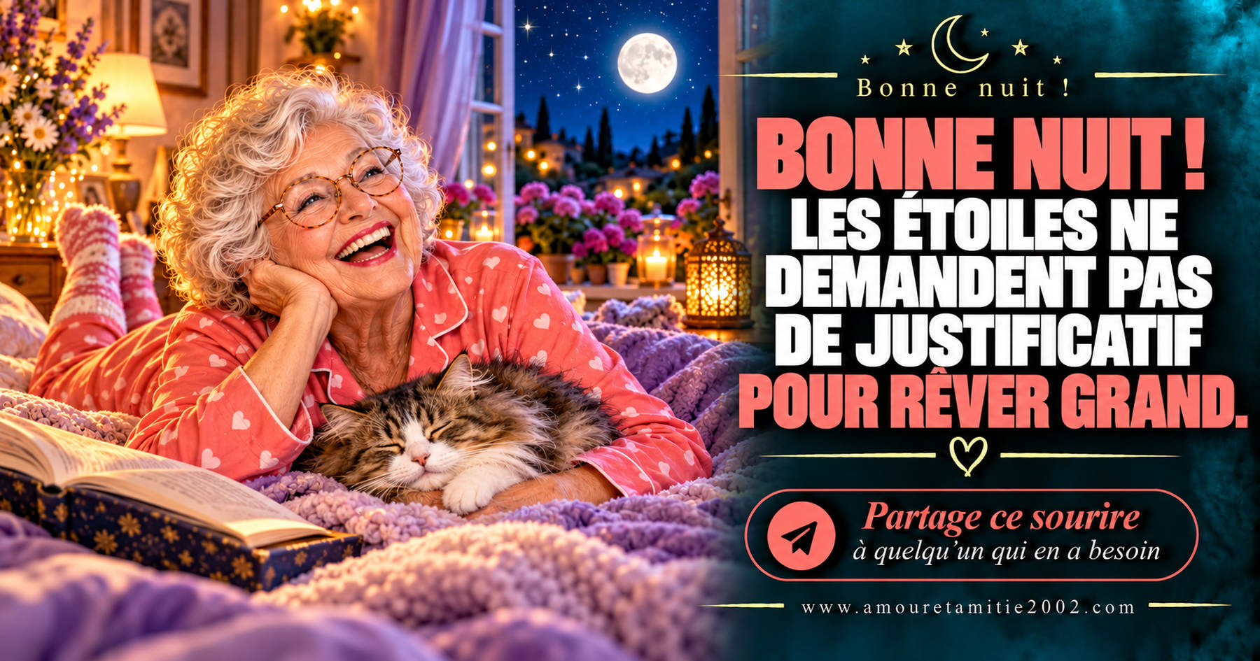 Bonne nuit ! Les étoiles ne demandent pas de justificatif pour rêver grand.