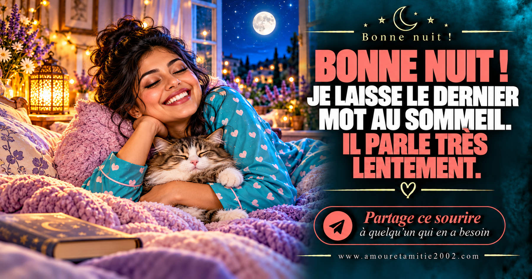 Bonne nuit ! Je laisse le dernier mot au sommeil. Il parle très lentement.