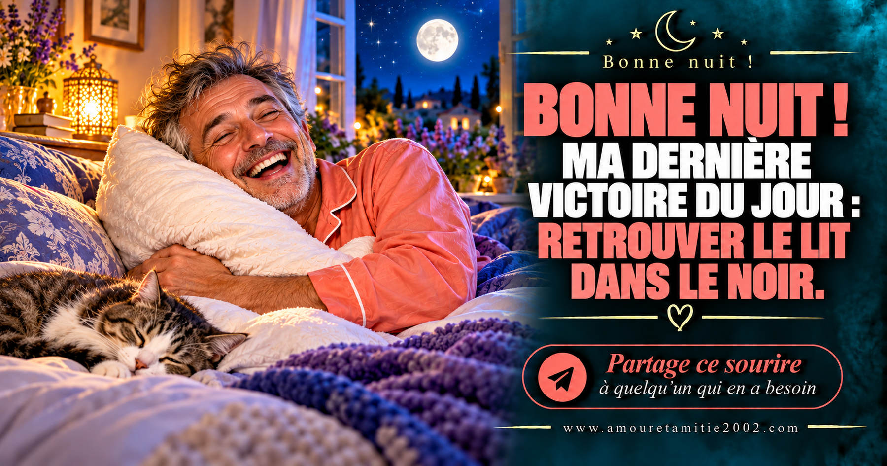 Bonne nuit ! Ma dernière victoire du jour : retrouver le lit dans le noir.