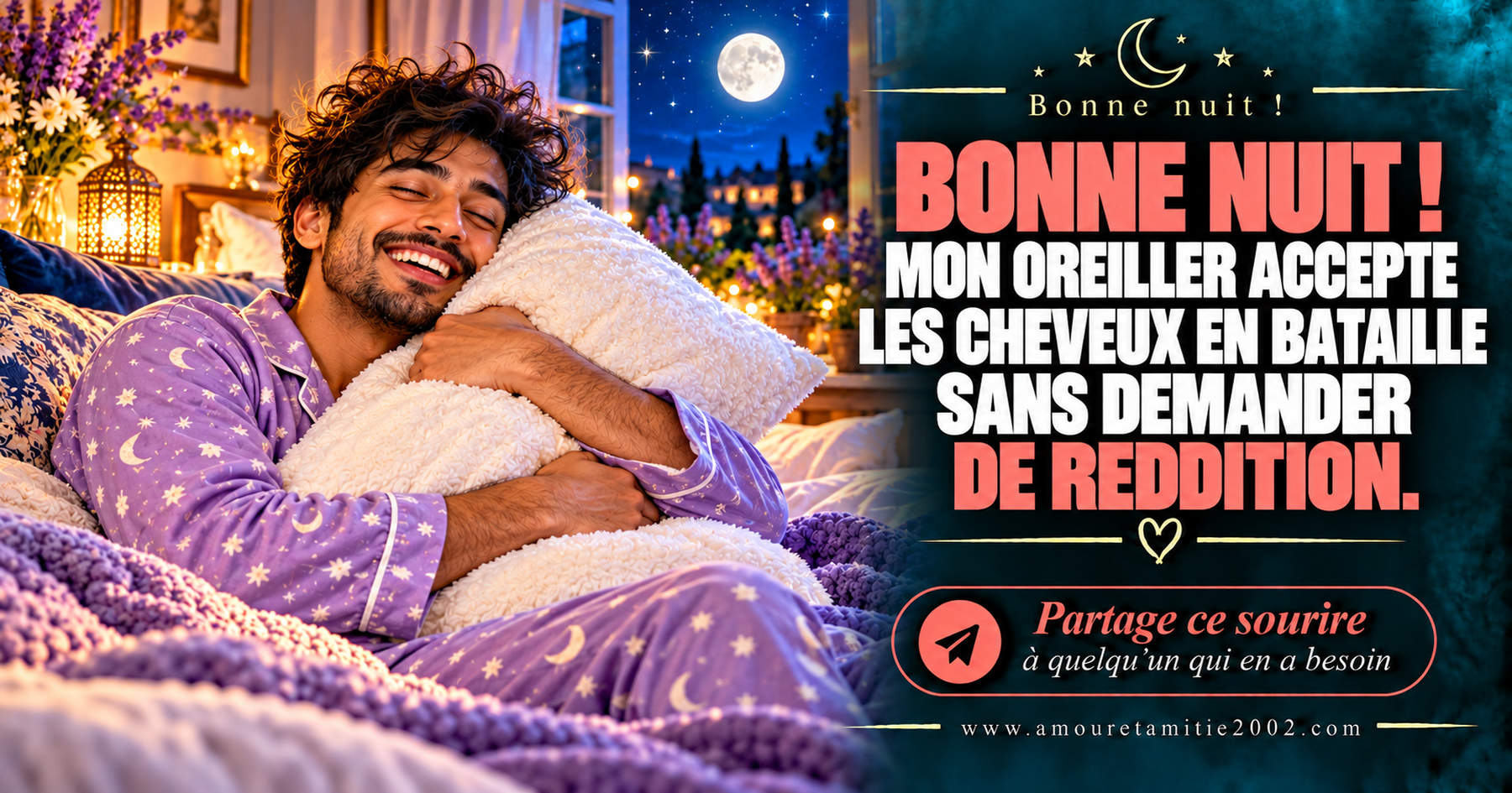 Bonne nuit ! Mon oreiller accepte les cheveux en bataille sans demander de reddition.