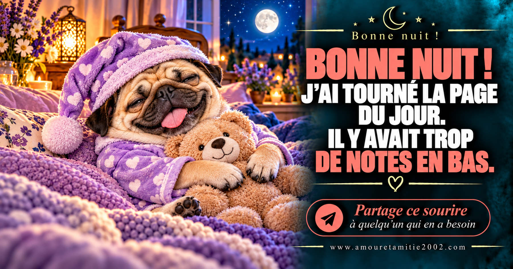 Bonne nuit ! J’ai tourné la page du jour. Il y avait trop de notes en bas.