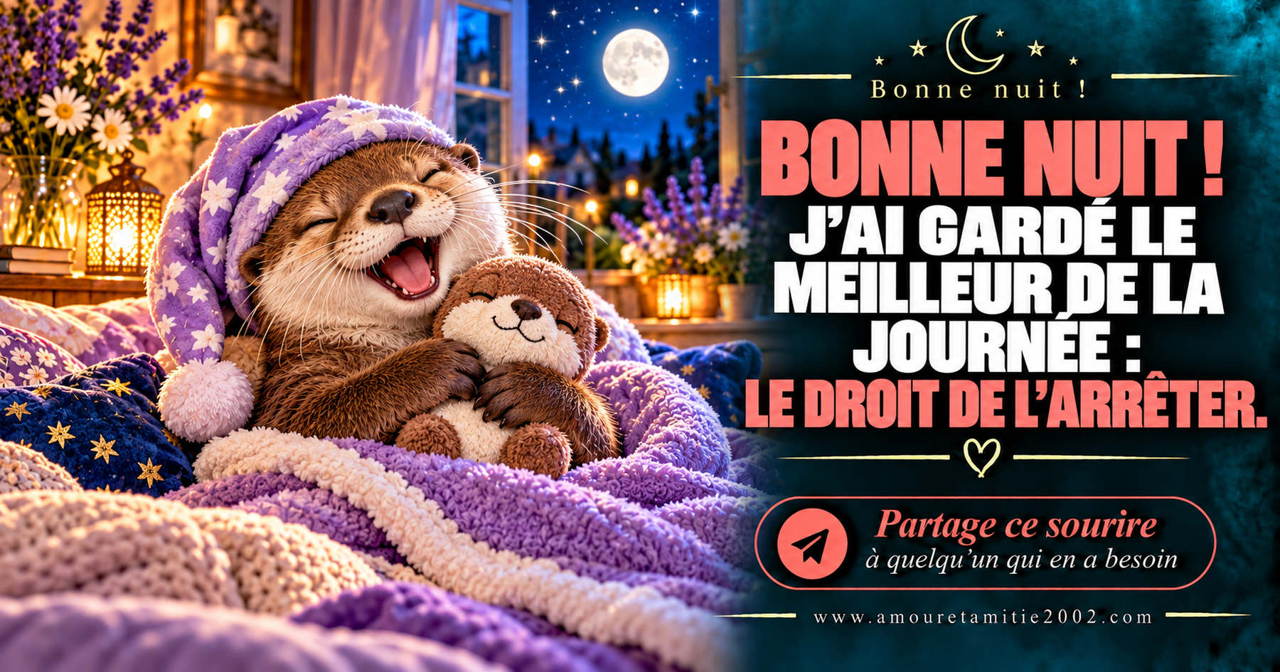 Bonne nuit ! J’ai gardé le meilleur de la journée : le droit de l’arrêter.
