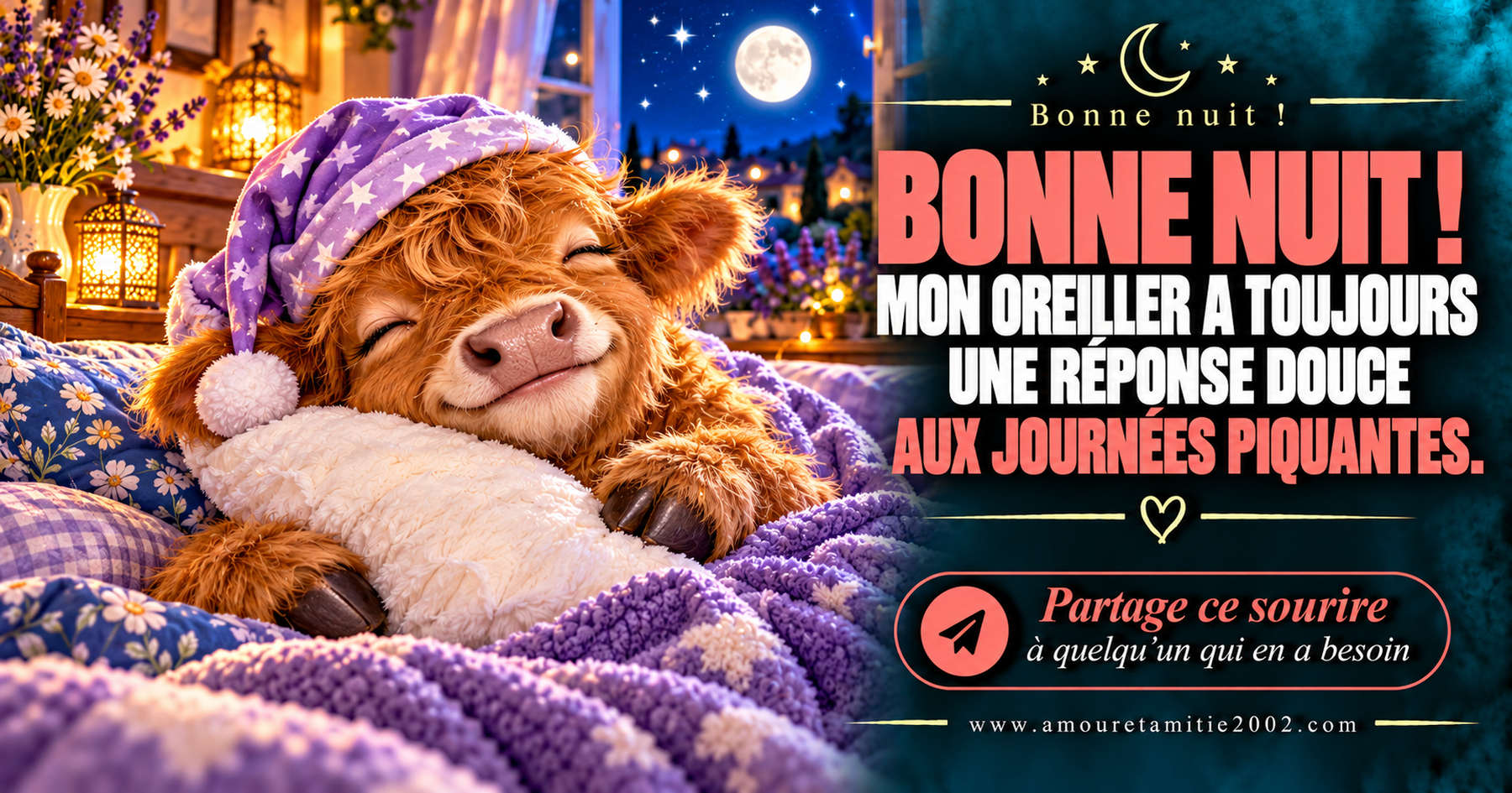 Bonne nuit ! Mon oreiller a toujours une réponse douce aux journées piquantes.