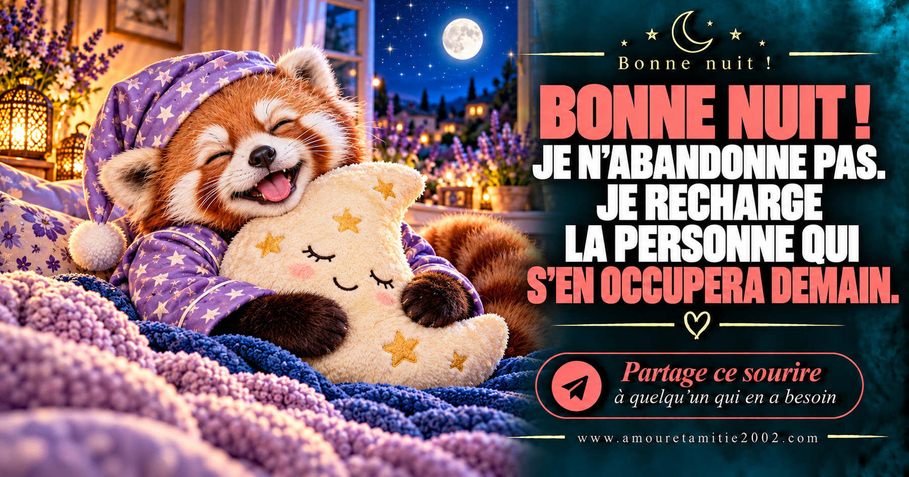 Bonne nuit ! Je n’abandonne pas. Je recharge la personne qui s’en occupera demain.