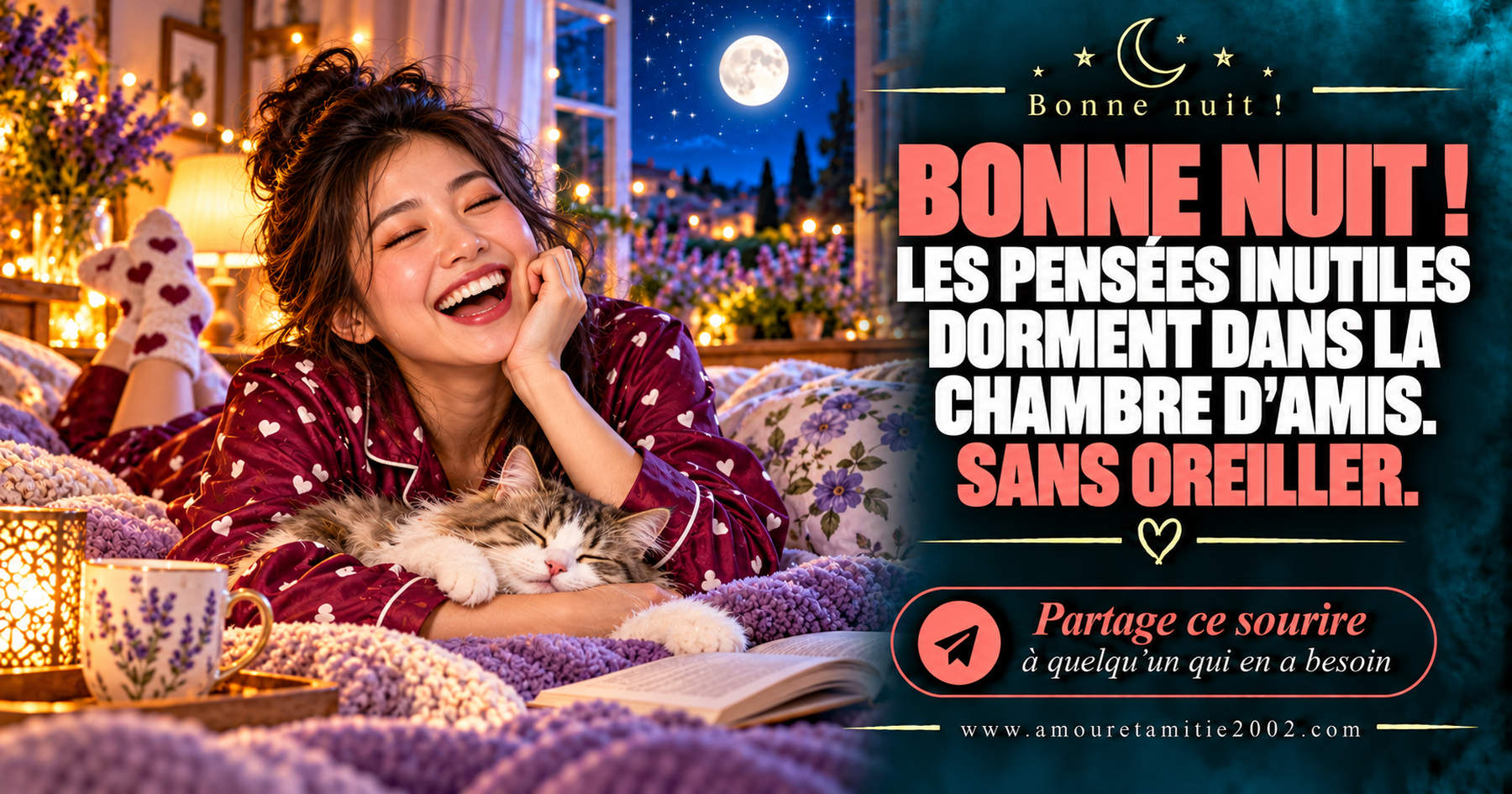 Bonne nuit ! Les pensées inutiles dorment dans la chambre d’amis. Sans oreiller.