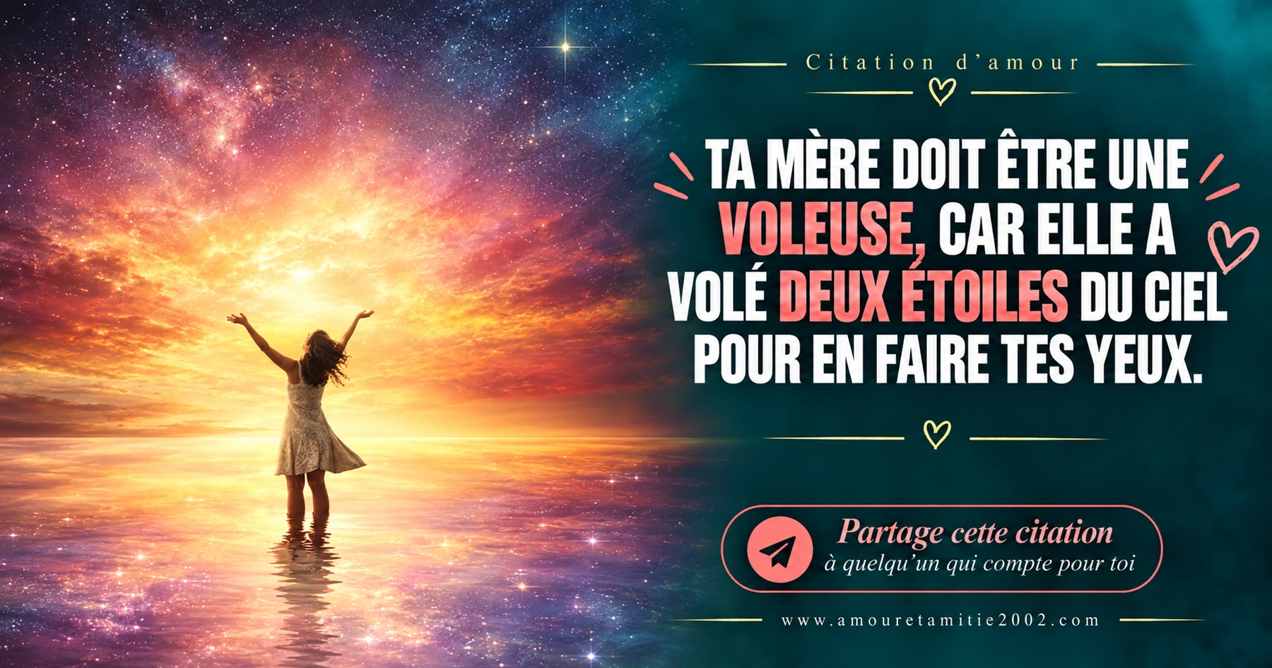 Deux étoiles du ciel sont devenues tes yeux
