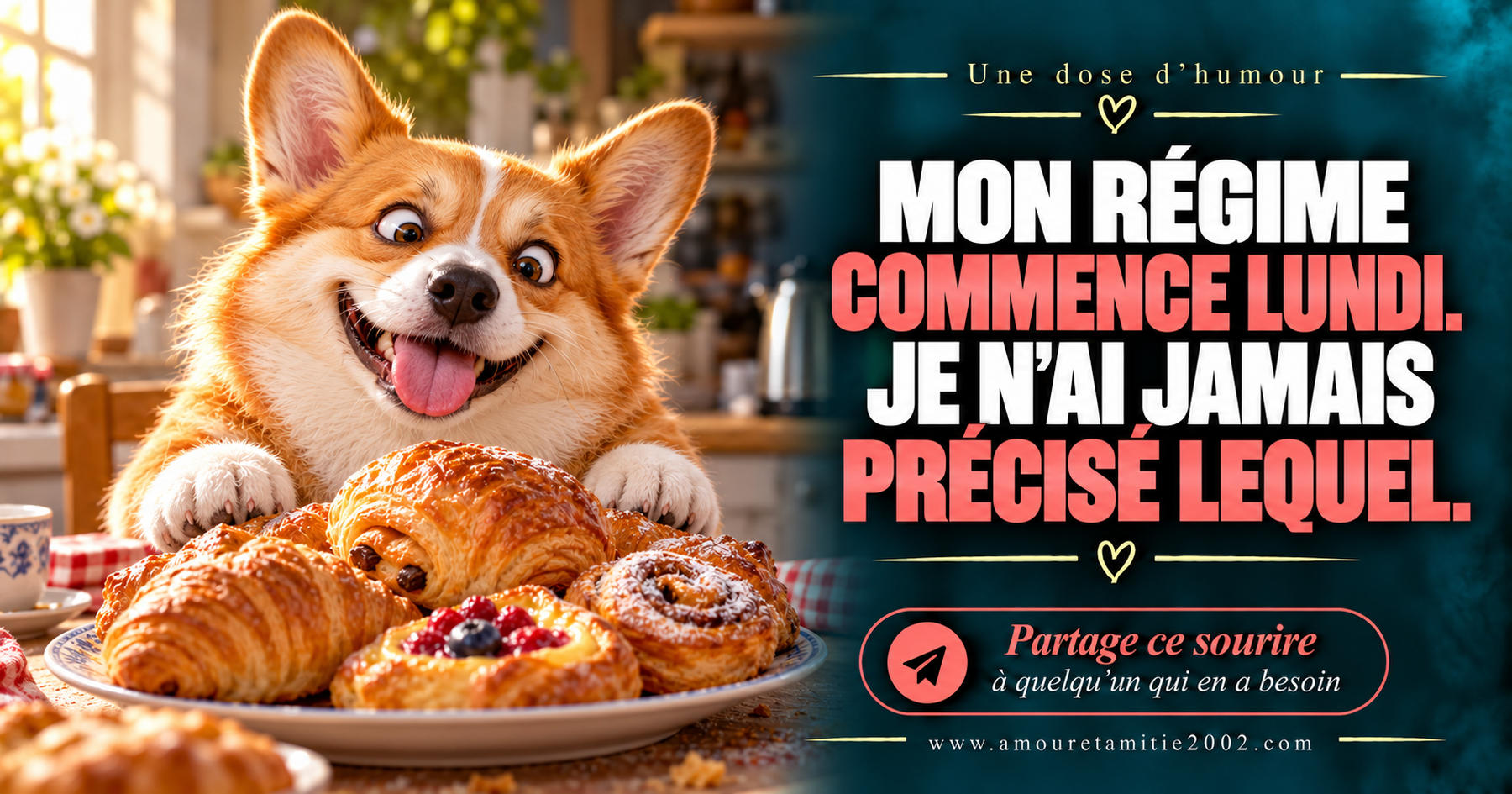 Mon régime commence lundi. Je n’ai jamais précisé lequel.
