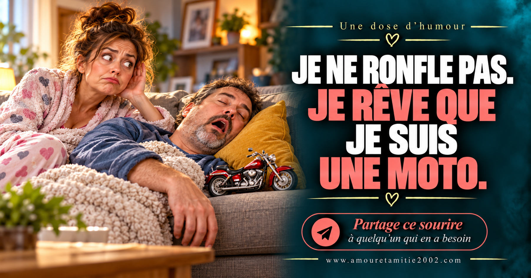 Je ne ronfle pas. Je rêve que je suis une moto.