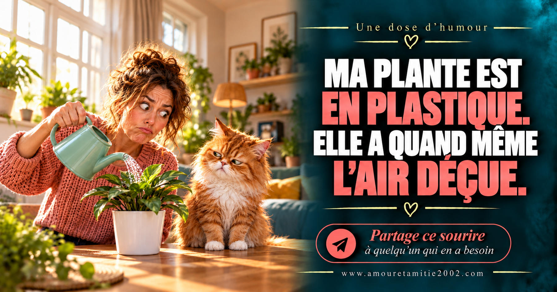 Ma plante est en plastique. Elle a quand même l’air déçue.