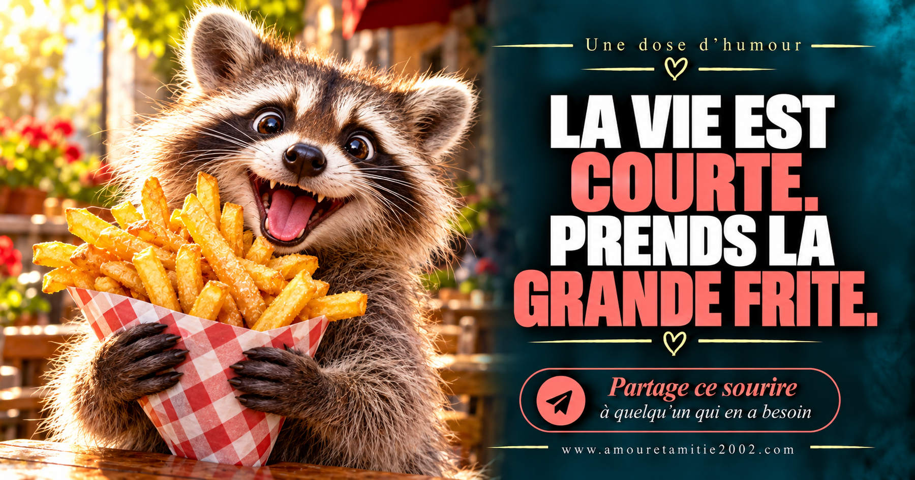 La vie est courte. Prends la grande frite.