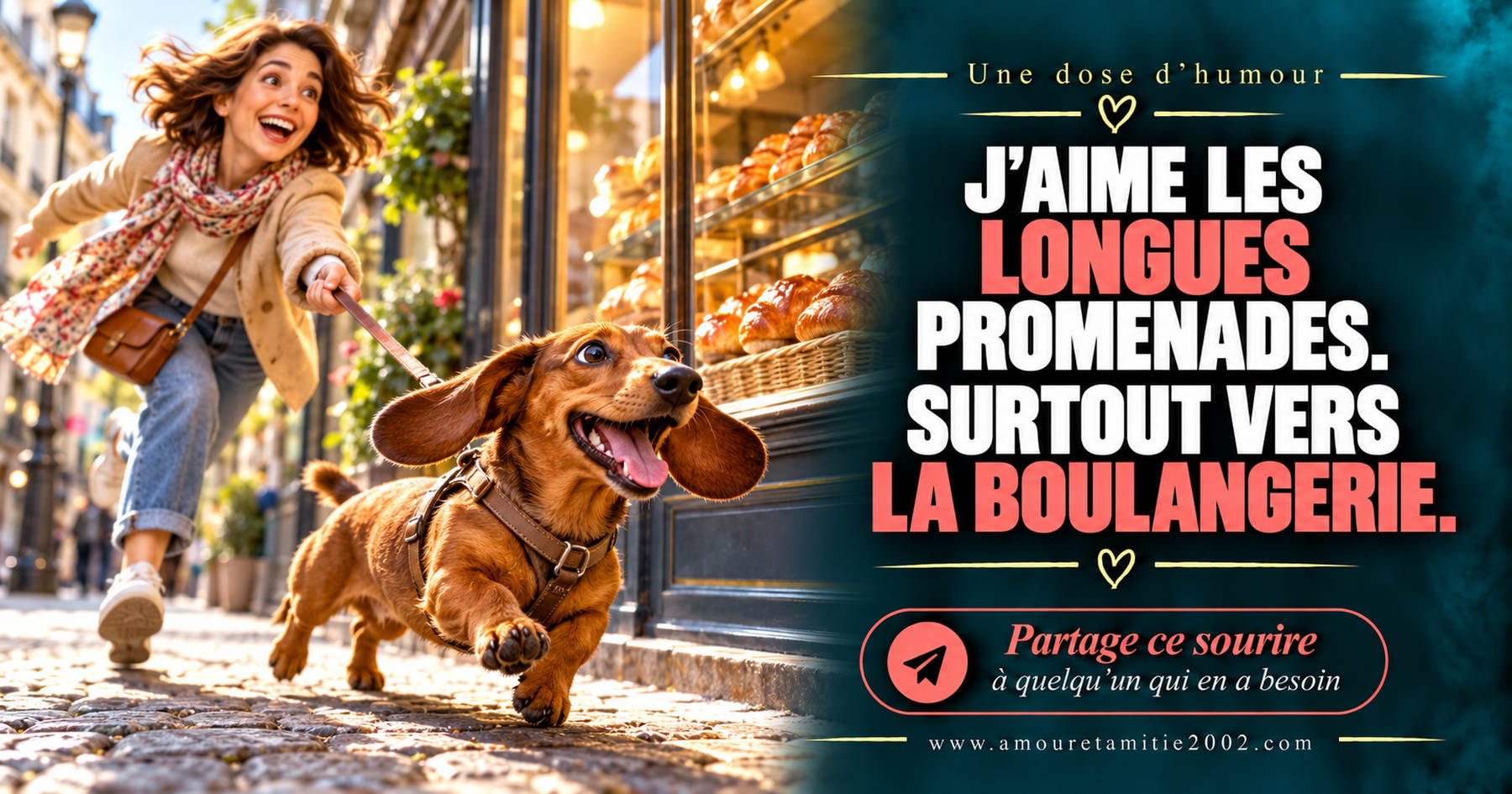 J’aime les longues promenades. Surtout vers la boulangerie.