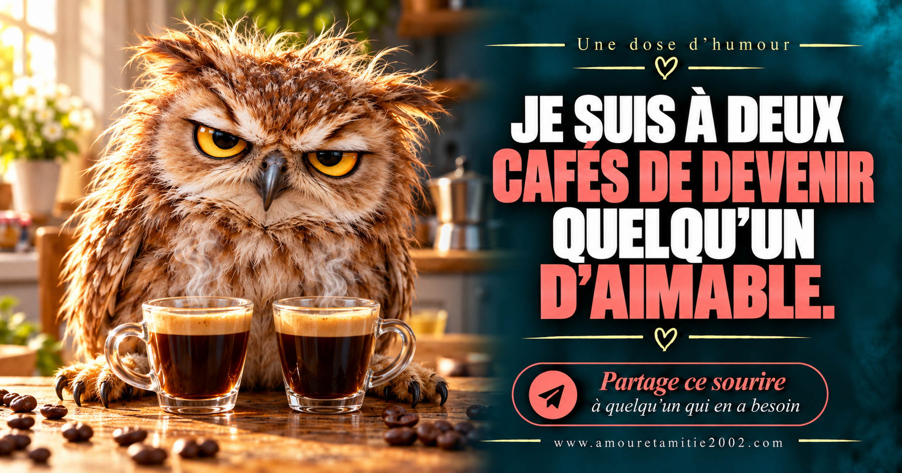 Je suis à deux cafés de devenir quelqu’un d’aimable.