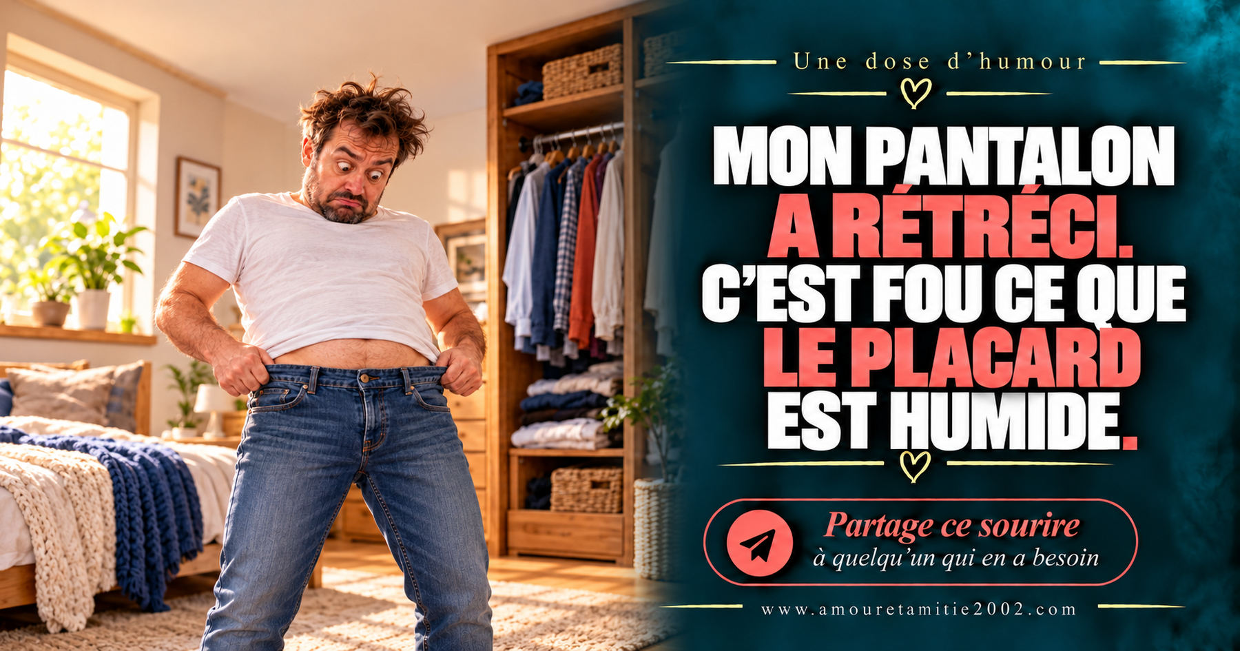 Mon pantalon a rétréci. C’est fou ce que le placard est humide.