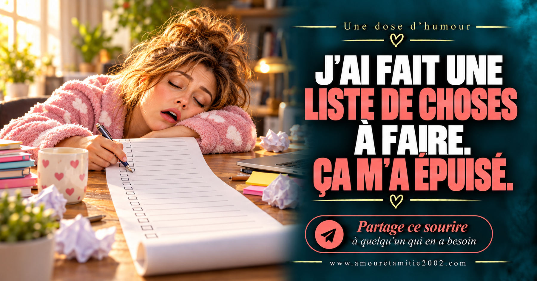 J’ai fait une liste de choses à faire. Ça m’a épuisé.