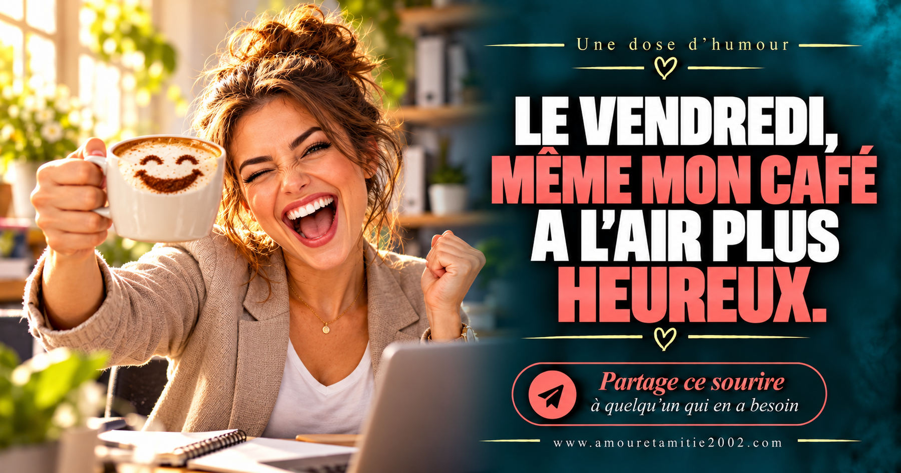 Le vendredi, même mon café a l’air plus heureux.