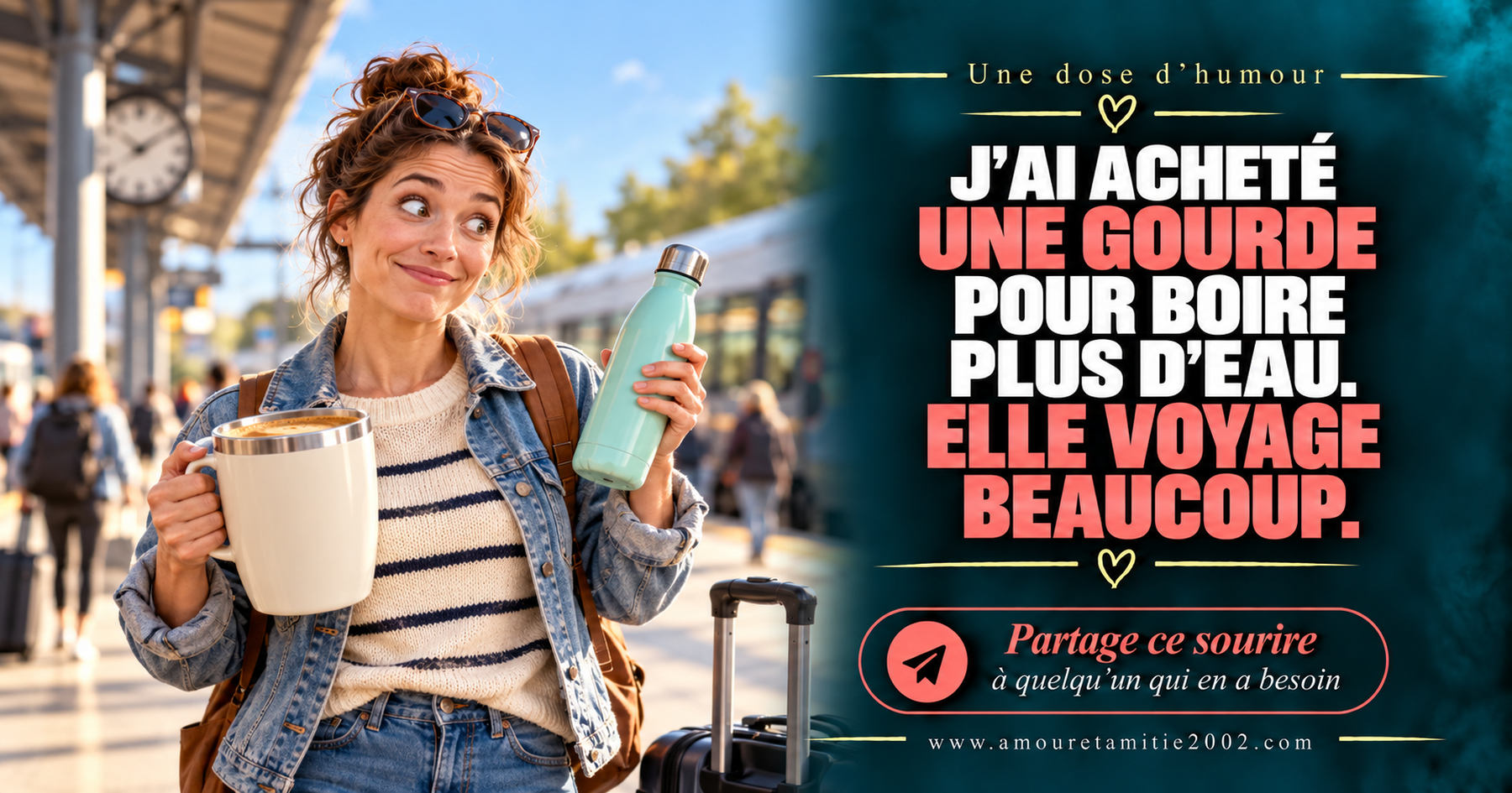J’ai acheté une gourde pour boire plus d’eau. Elle voyage beaucoup.