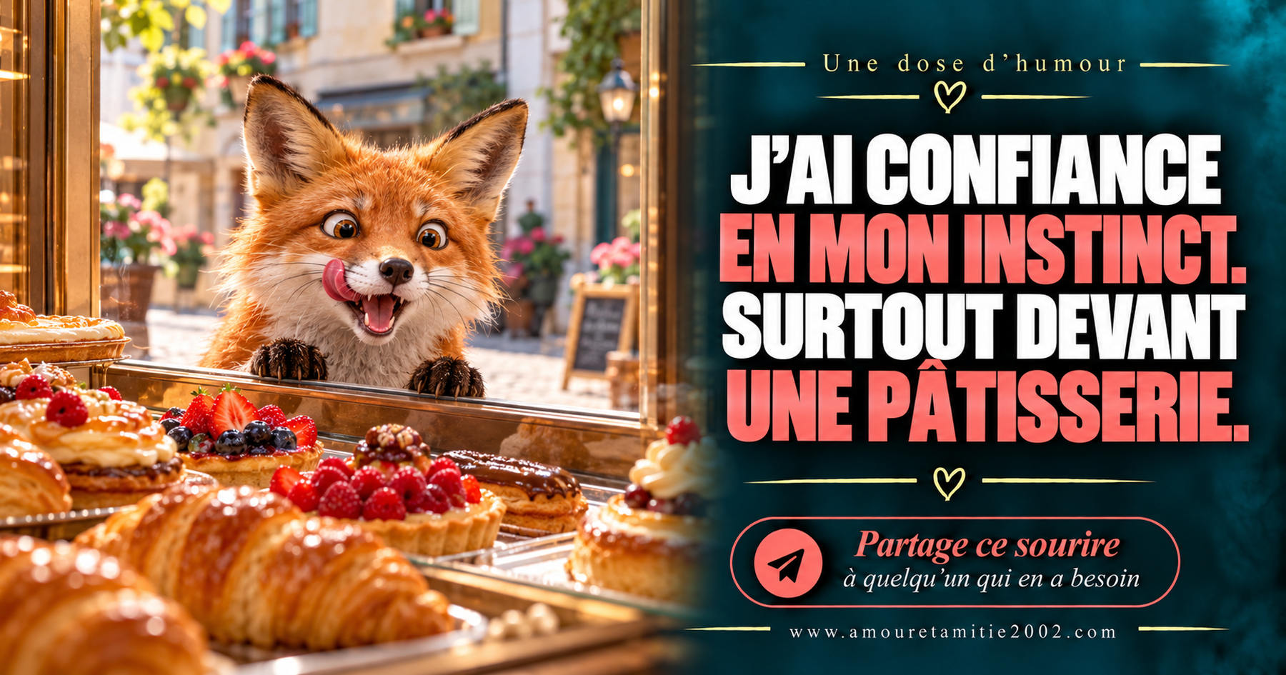 J’ai confiance en mon instinct. Surtout devant une pâtisserie.