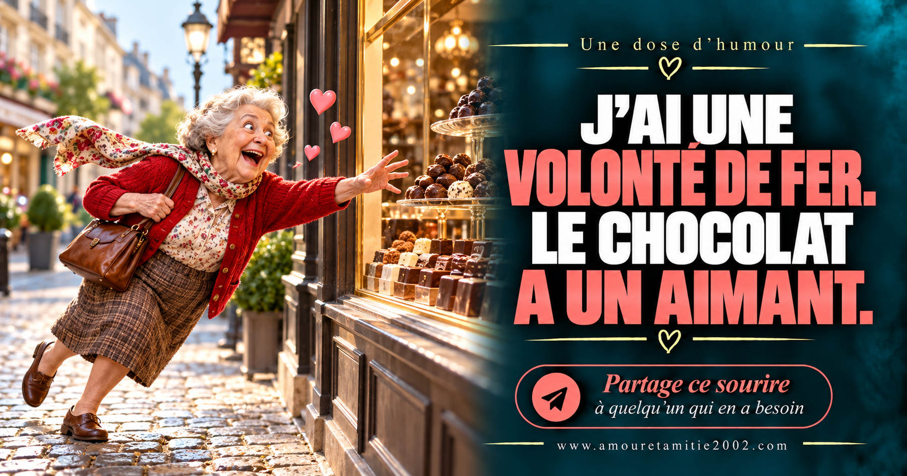 J’ai une volonté de fer. Le chocolat a un aimant.