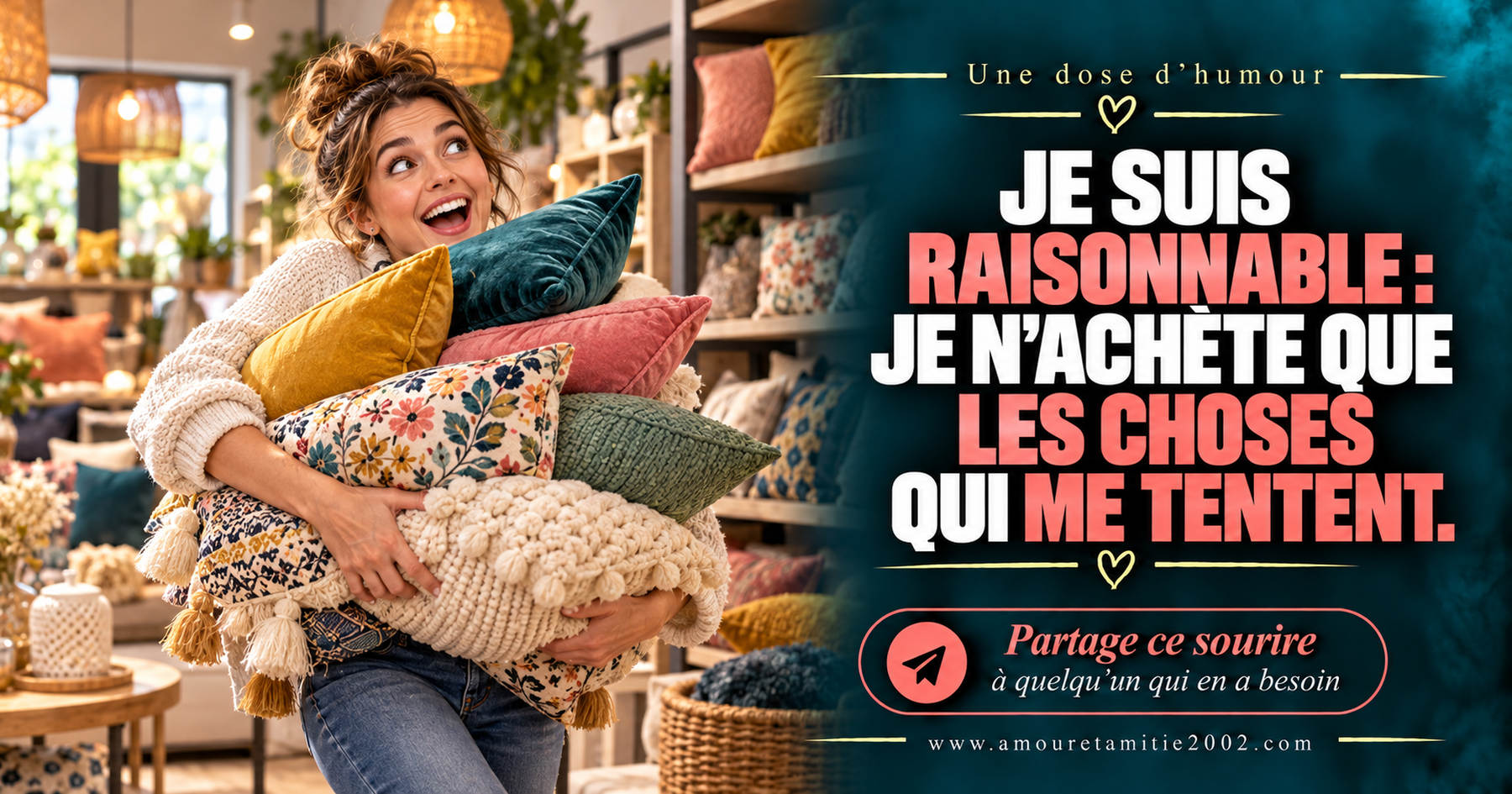 Je suis raisonnable : je n’achète que les choses qui me tentent.