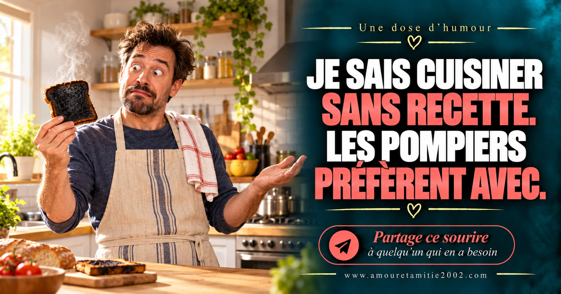 Je sais cuisiner sans recette. Les pompiers préfèrent avec.